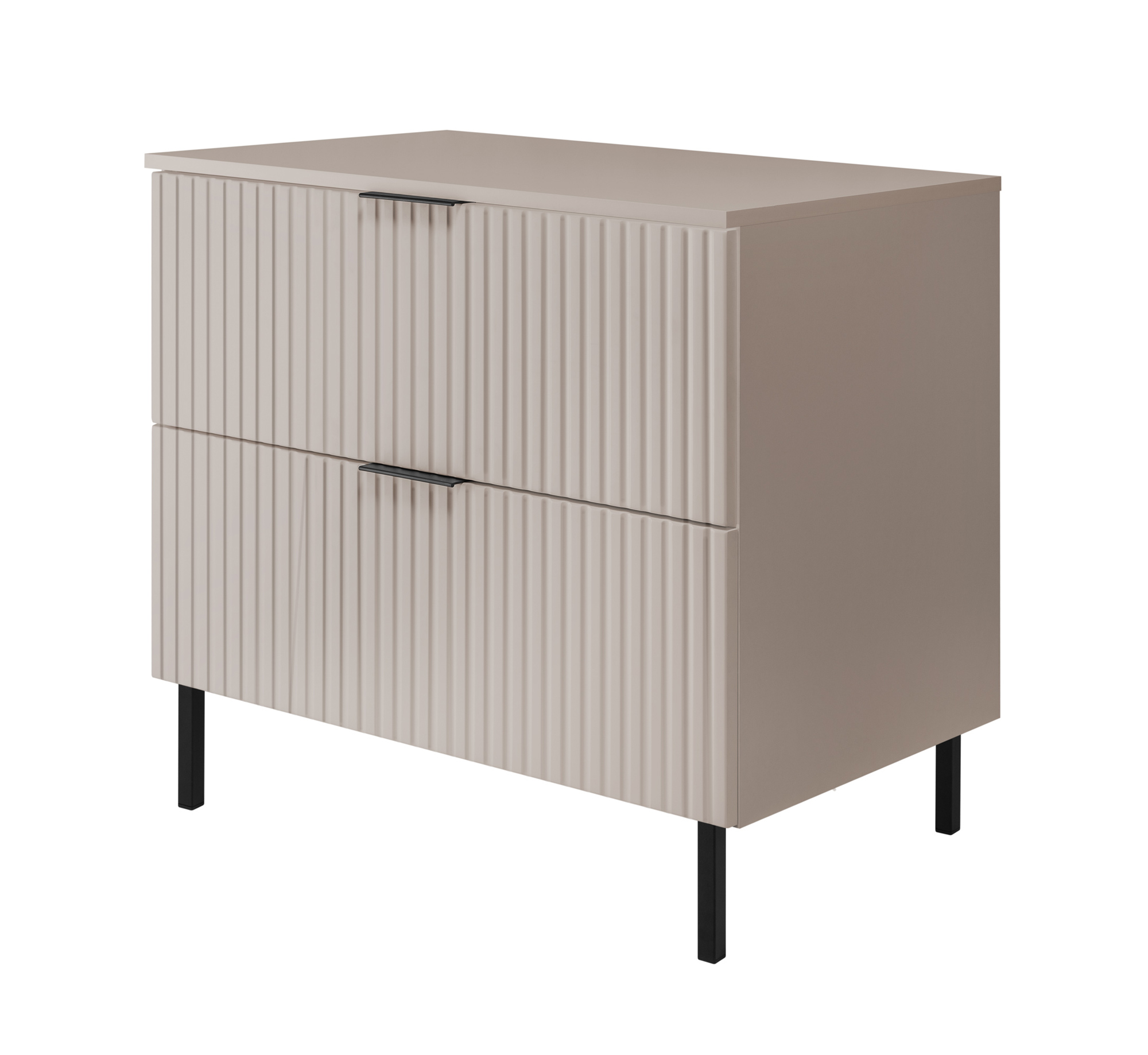 Szafka pod umywalkę z blatem FLOW 80 cm kaszmir 2 kolory uchwytów nóżki w zestawie ryflowane fronty