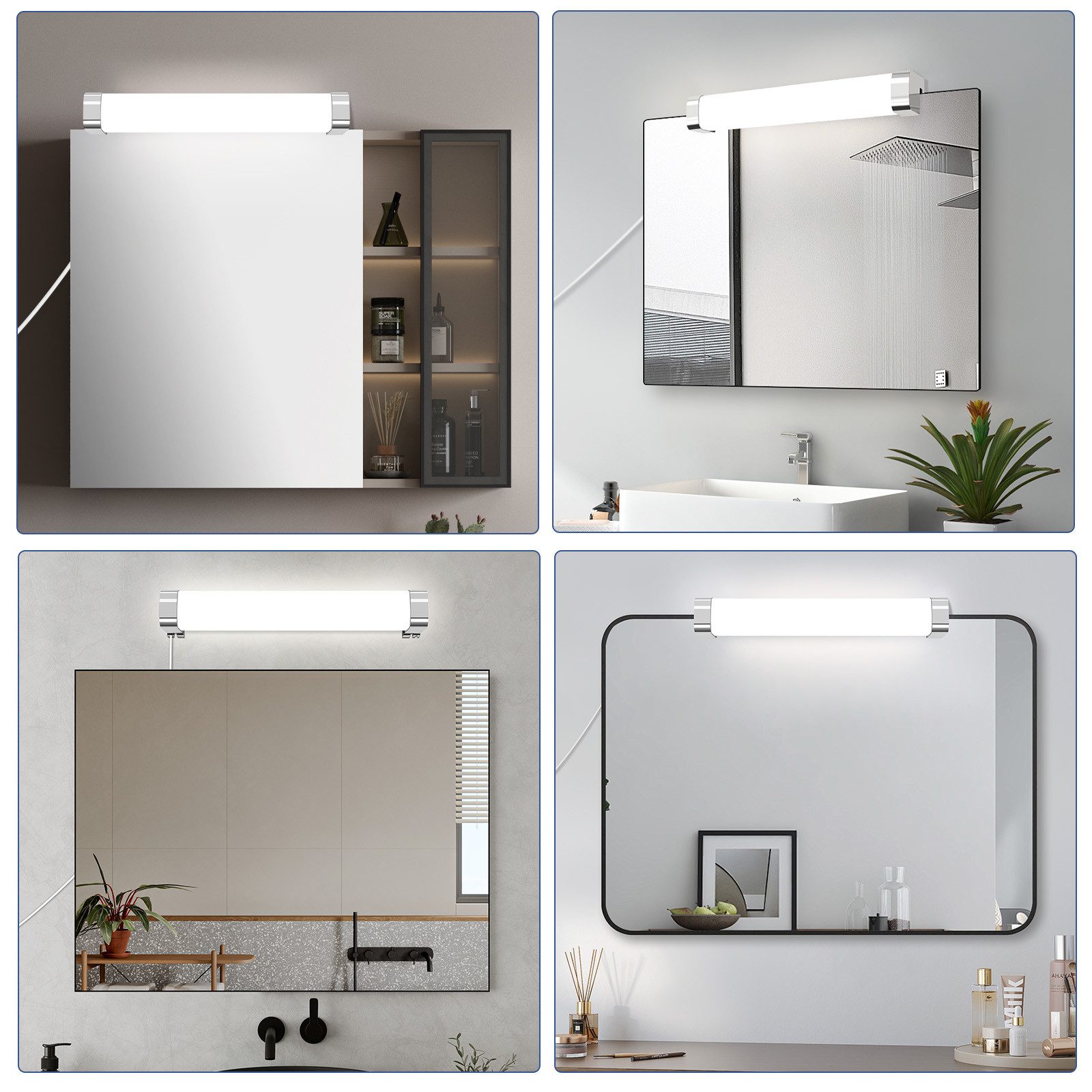 NETTLIFE applique miroir LED avec prise 10W blanc neutre 4000K chrome - 7