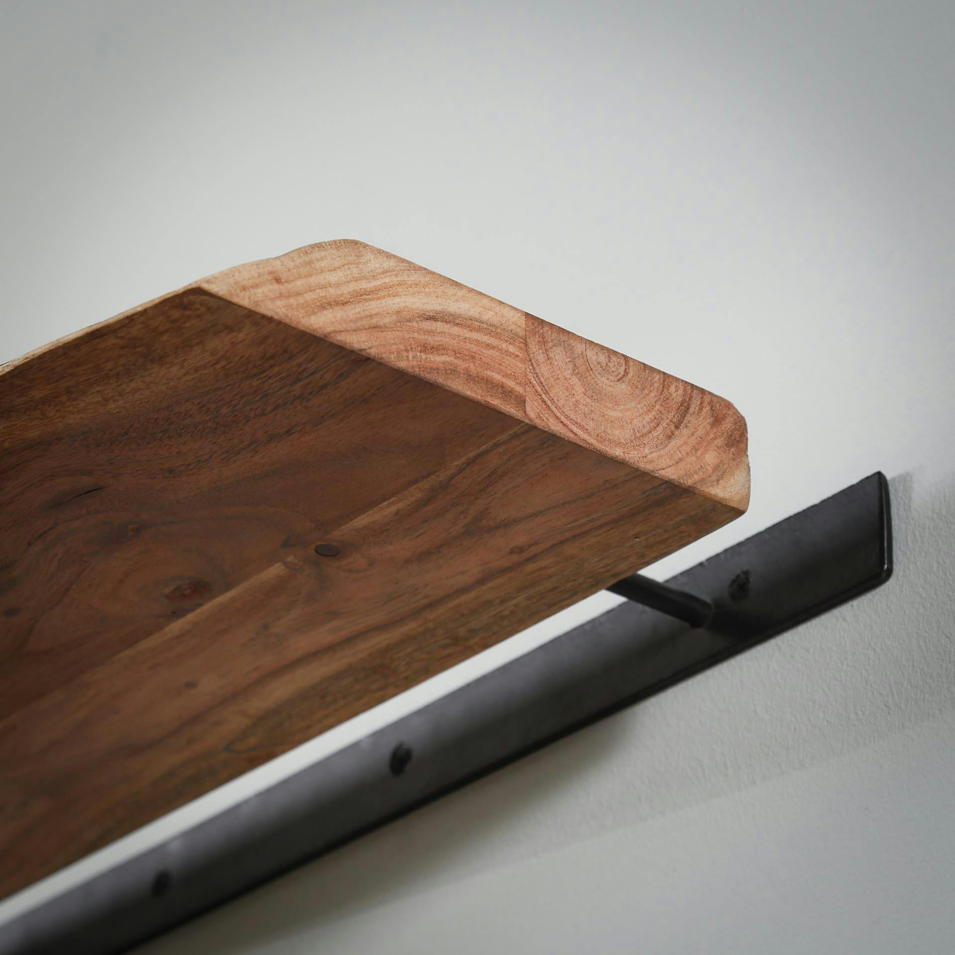 Etagère murale bois massif bordure naturelle 90 cm MELBOURNE - 4