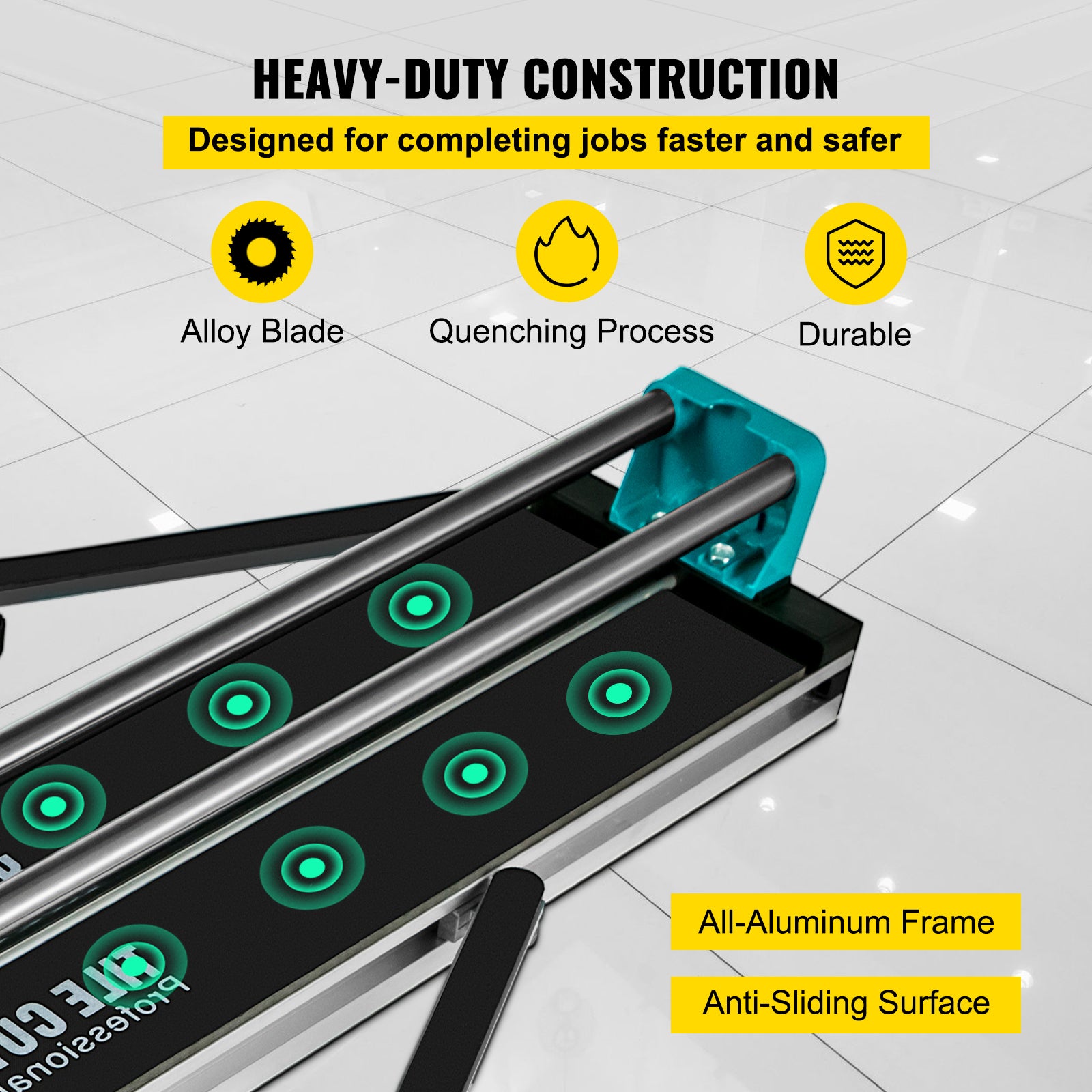 Coupe-carrelage manuel 24 pouces,SucceBuy doubles rails et supports avec guide laser précis,capacité de coupe 3/5 po,outils de coupe de précision - 7