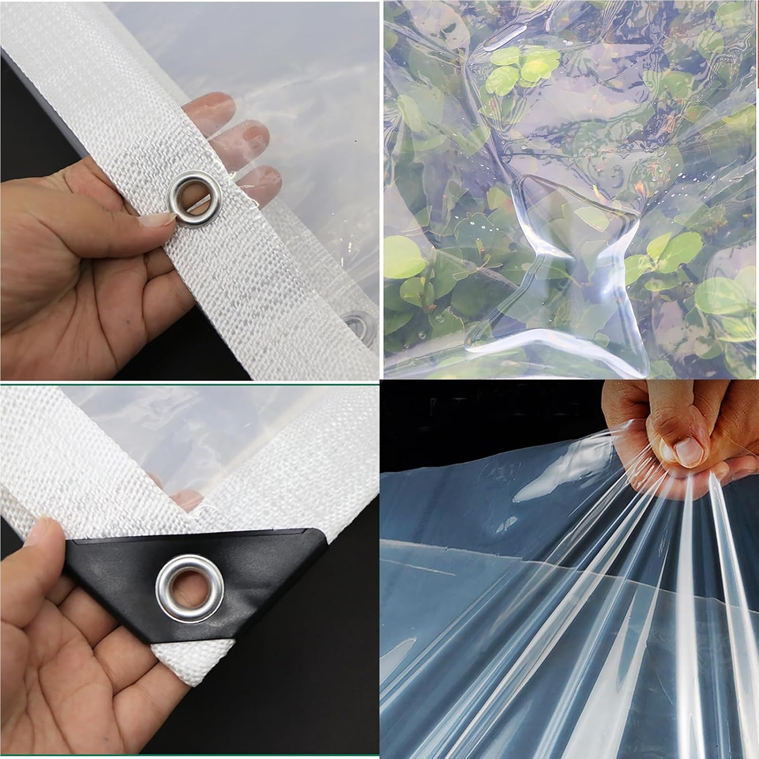 Bâche transparente épaisse, tissu imperméable robuste avec œillets, adaptée aux fenêtres et balcons des poulaillers d'hiver, 3 × 3 m - 4