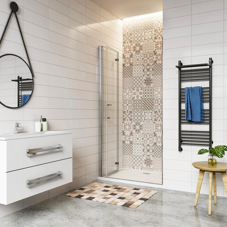 Aica Douche Italienne Receveur 100x70cm Avec Porte De Douche Pivotante Et Pliante 100cm Hauteur 195cm - 2
