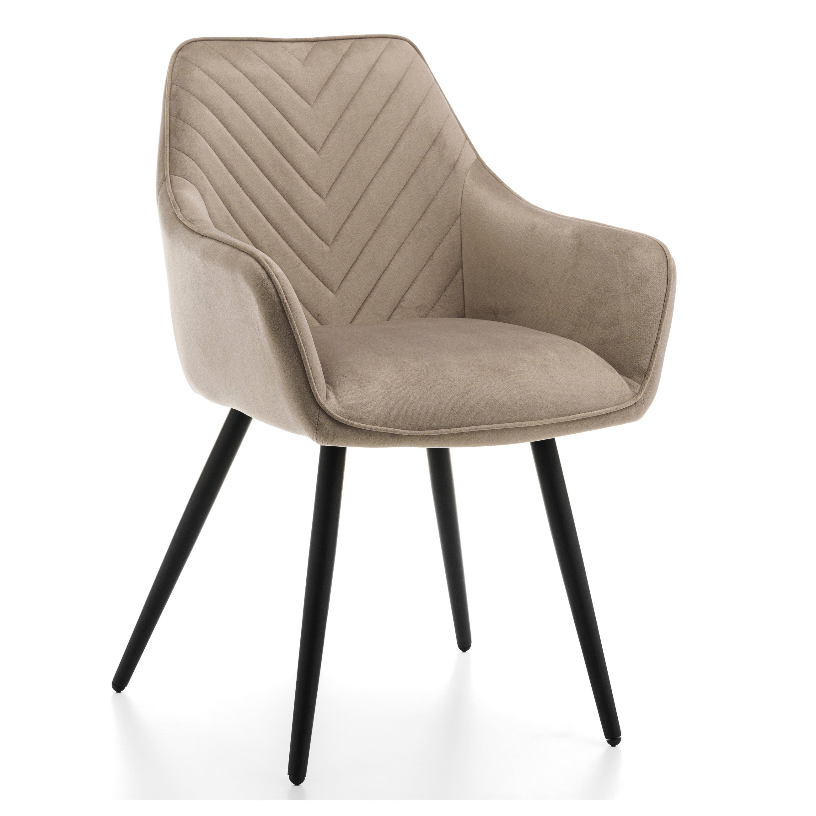 Krzesło tapicerowane pikowane welurowe VASTO ciemnobeżowe