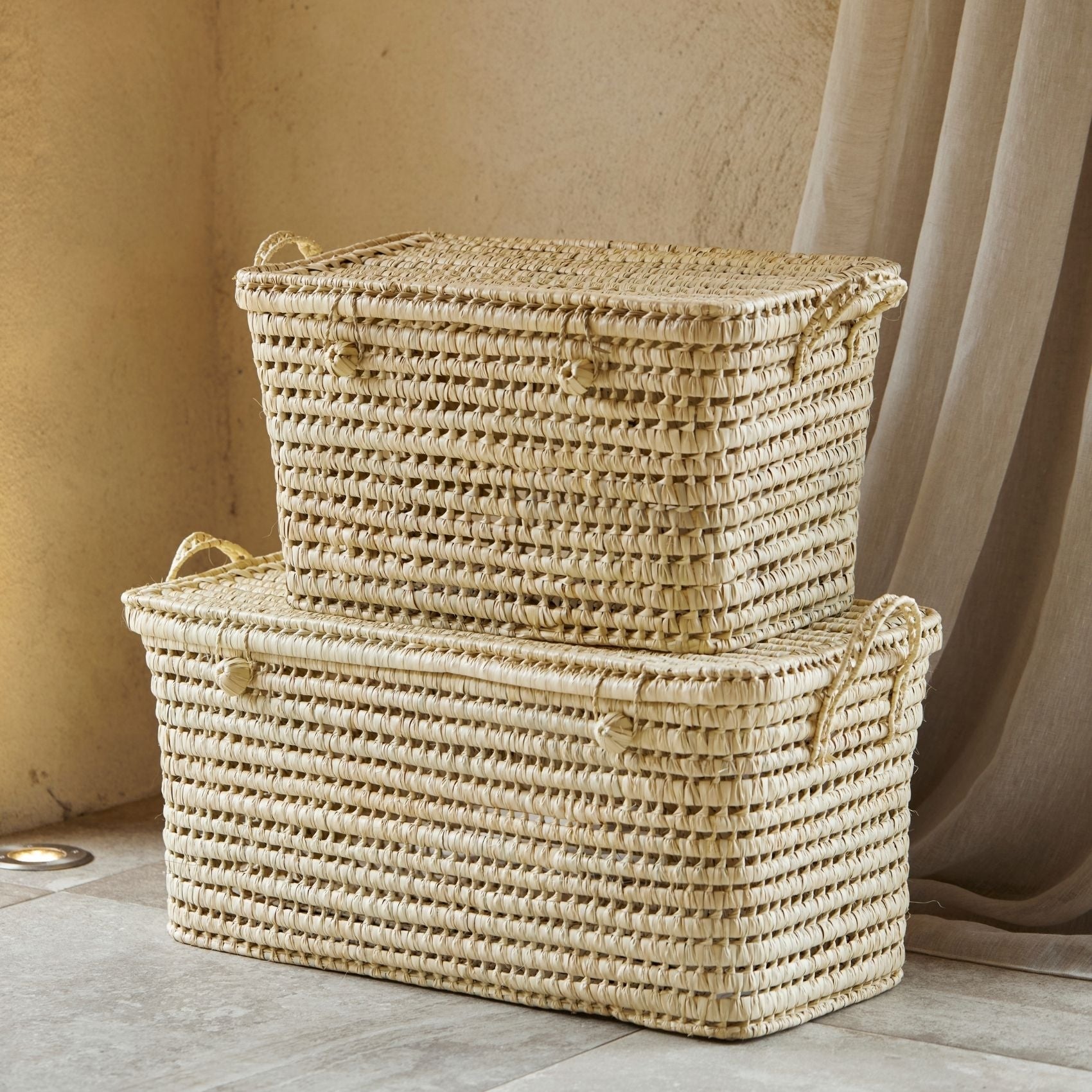 Malle de rangement feuille de palmier - Naturel - 80 cm - Osier - 3