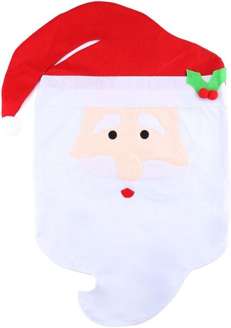 Set di 2 coprisedili per sedia da pranzo con cappello di Babbo Natale, per sedie da cucina, colore: rosso e bianco Set di 2 coprisedili per sedia da pranzo con cappello di Babbo Natale, per sedie da cucina, colore: rosso e bianco