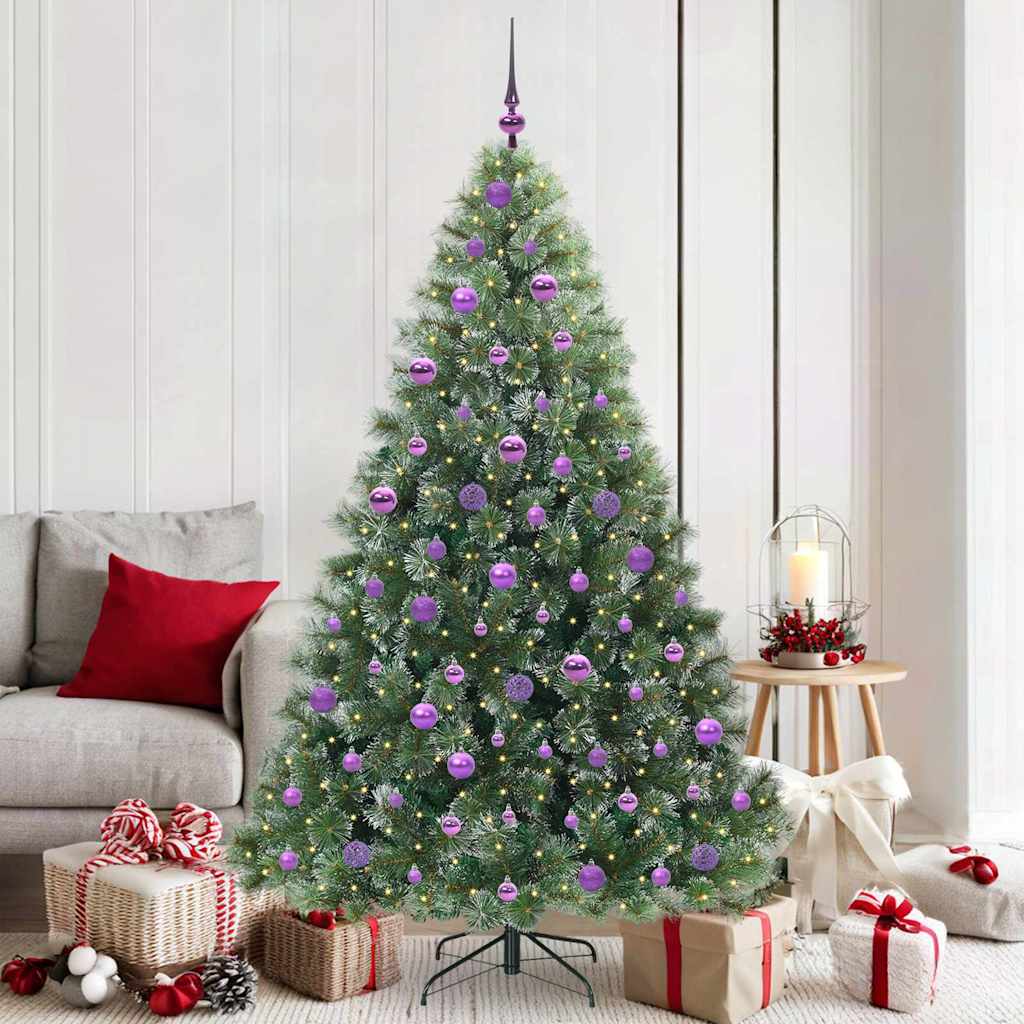 Sztuczna choinka z 300 diodami LED Zielony 180 cm PE i PVC