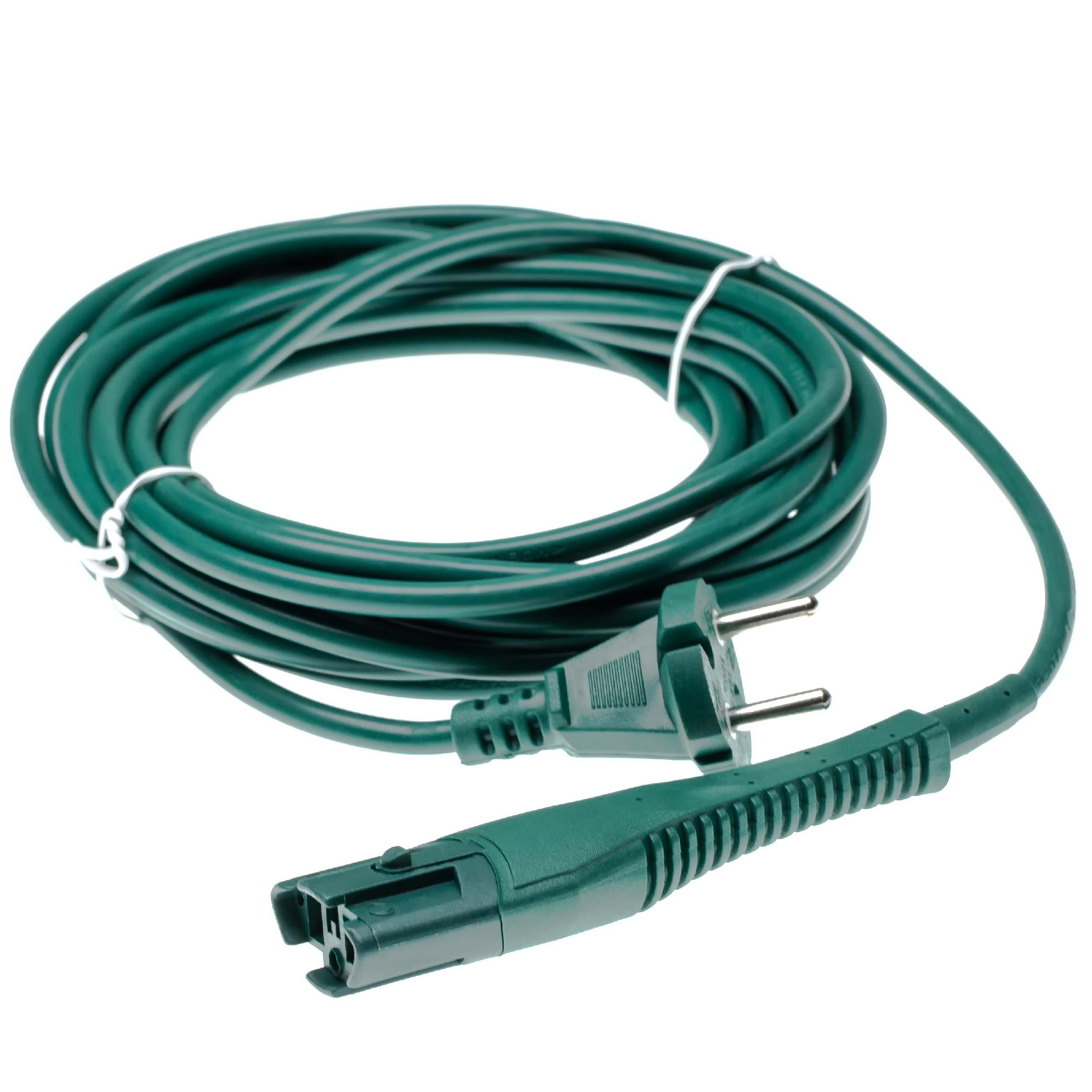 Vhbw Cavo Di Alimentazione 10m Per Aspirapolvere Vorwerk Folletto 130, 131 E SC, Colore Verde Scuro, Sezione 2x0,75 Mm²