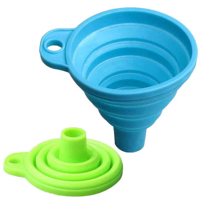 Embudo Azul Juego de 2 embudos de cocina: embudo de silicona plegable, embudo ...