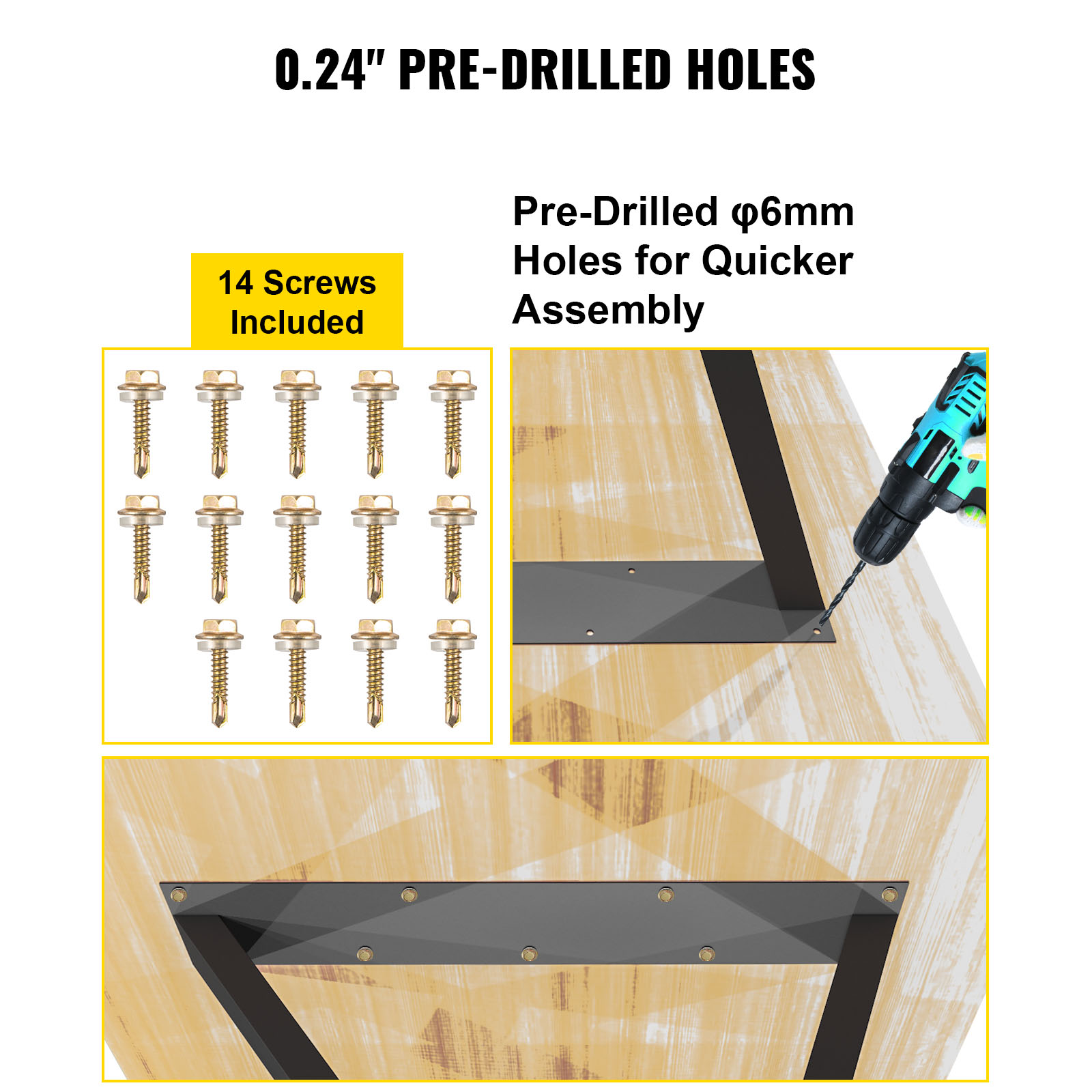 Gambe da tavolo in metallo forma Z 28x18 Pollici SucceBuy, set di 2 gambe robuste regolabili per scrivania, tavolo da pranzo e progetti fai da te - 8