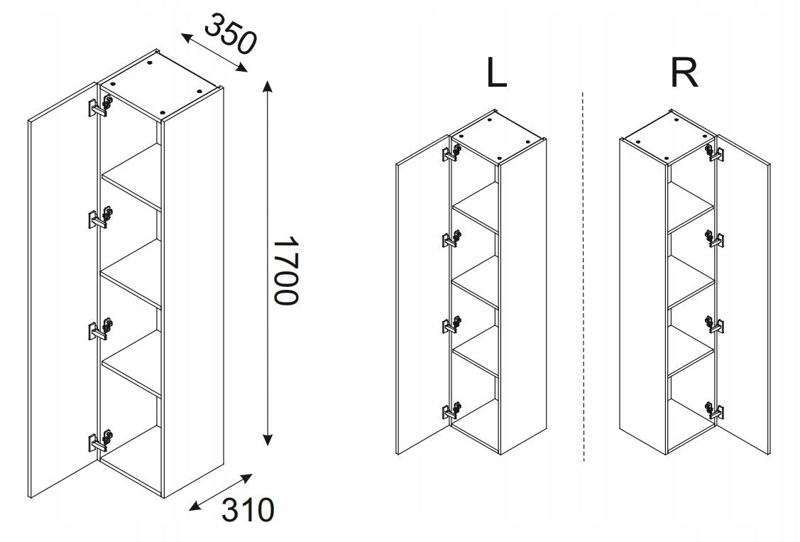 Słupek łazienkowy LUXOR 35 cm dąb olejowany beżowy front 3D MDF - 2