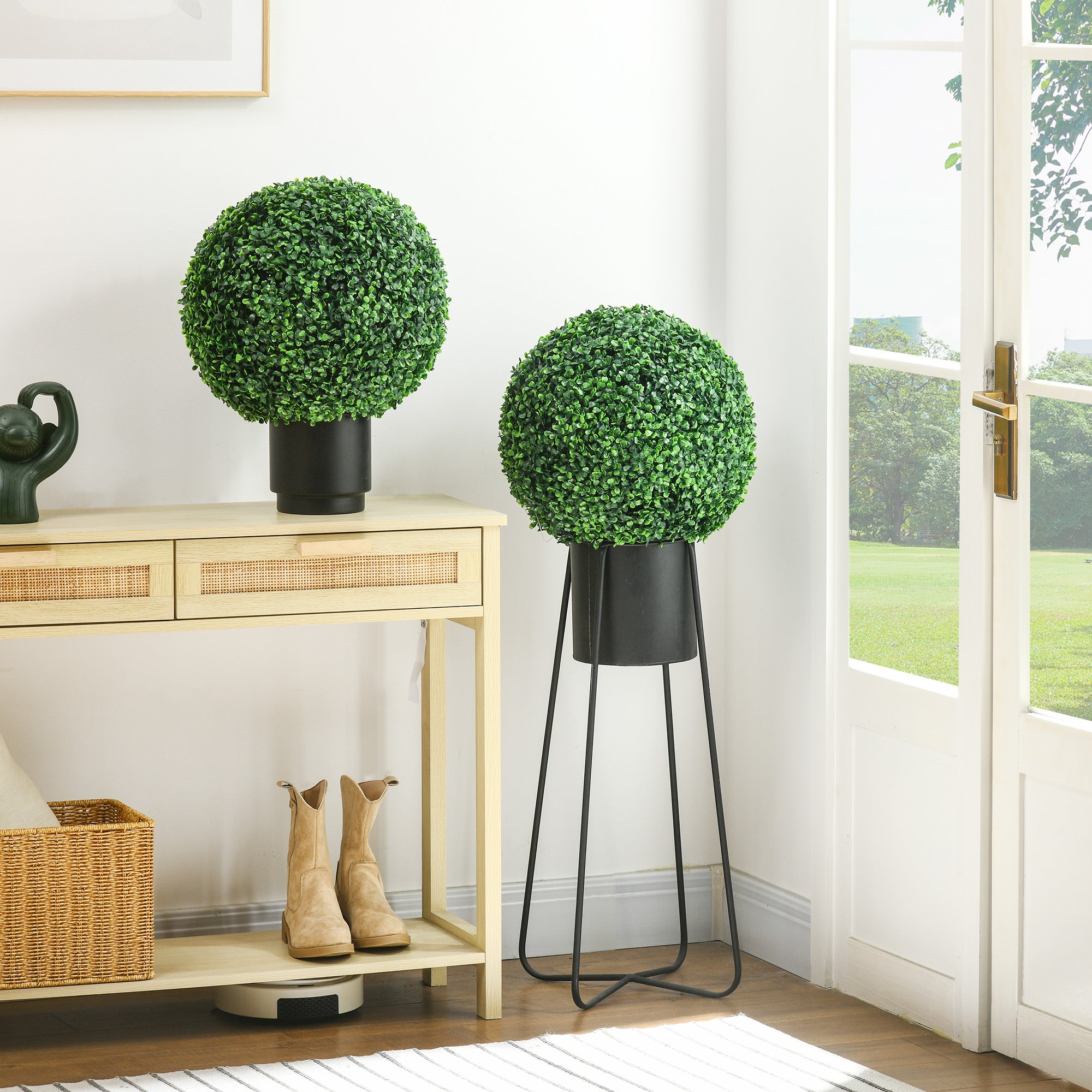 Ensemble de 2 boules en buis, plantes artificielles, plante d’intérieur avec protection UV, plante décorative, pour intérieur, extérieur, verte DaGou - 3