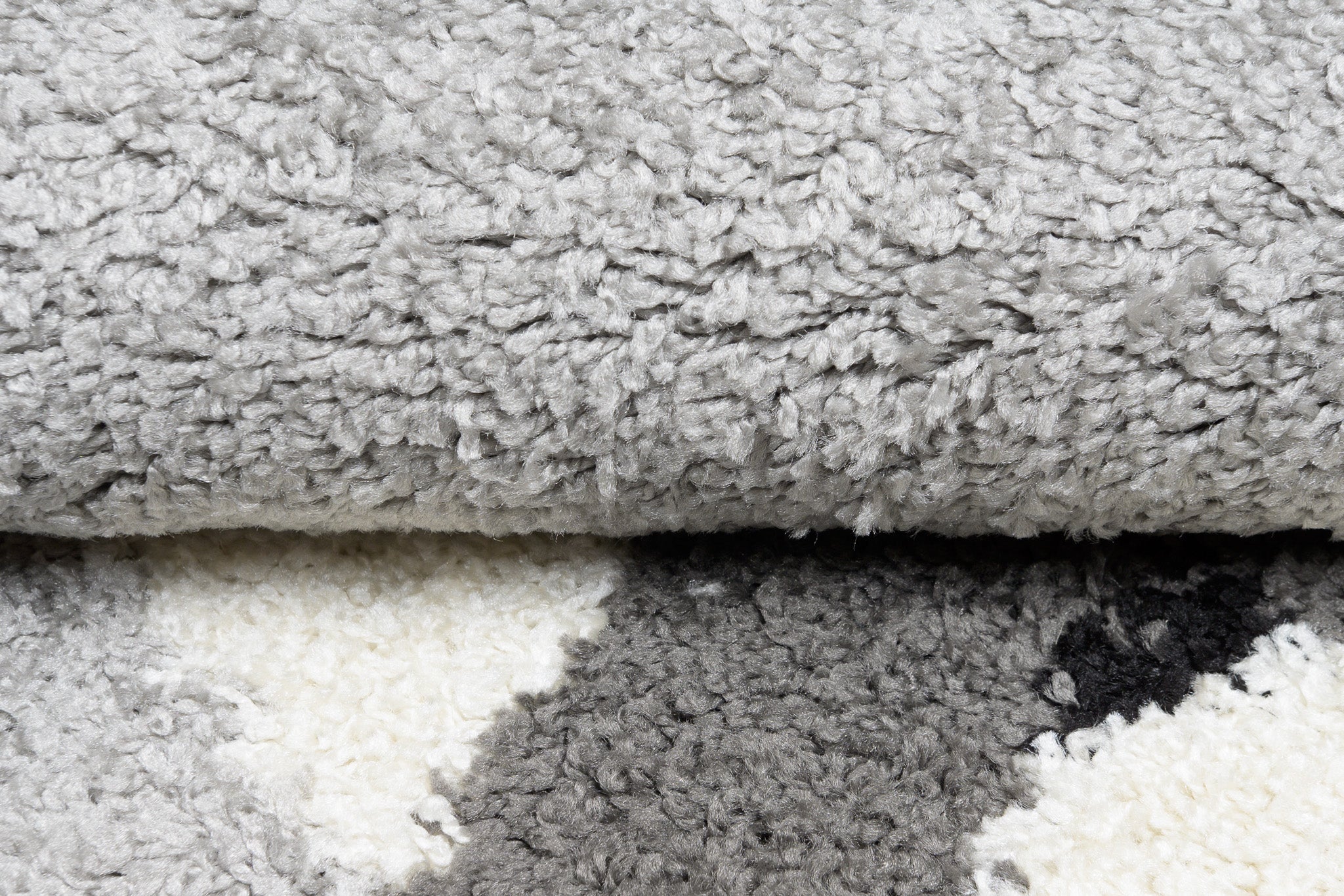 TAPISO Delhi Tapis de Salon Chambre Gris Noir Blanc Carreaux Moelleux Shaggy Super Doux Poils Longs Epais 60 x 100 cm - 4