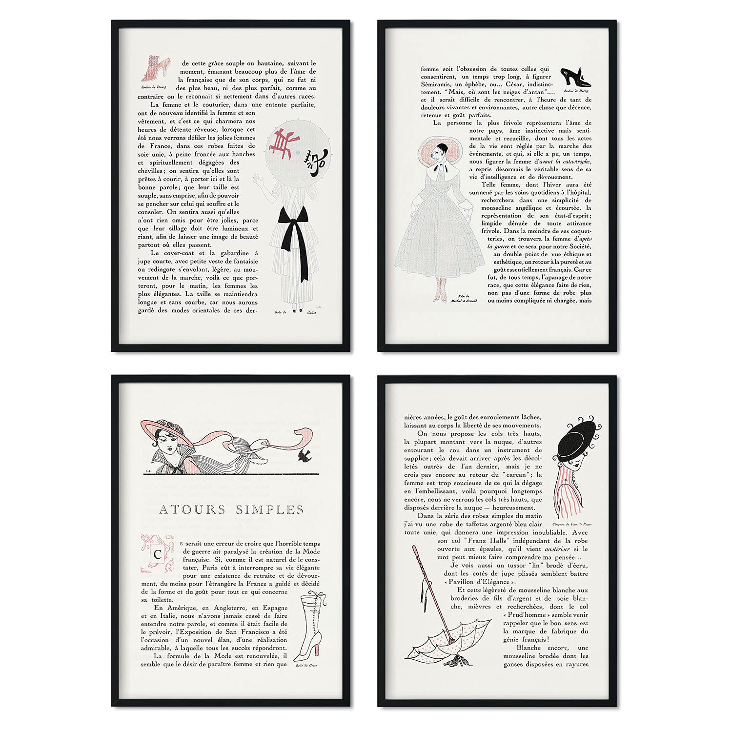 Set de láminas vintage texto 2. pósteres con las ilustraciones art deco de george barbier. sin marco - a4