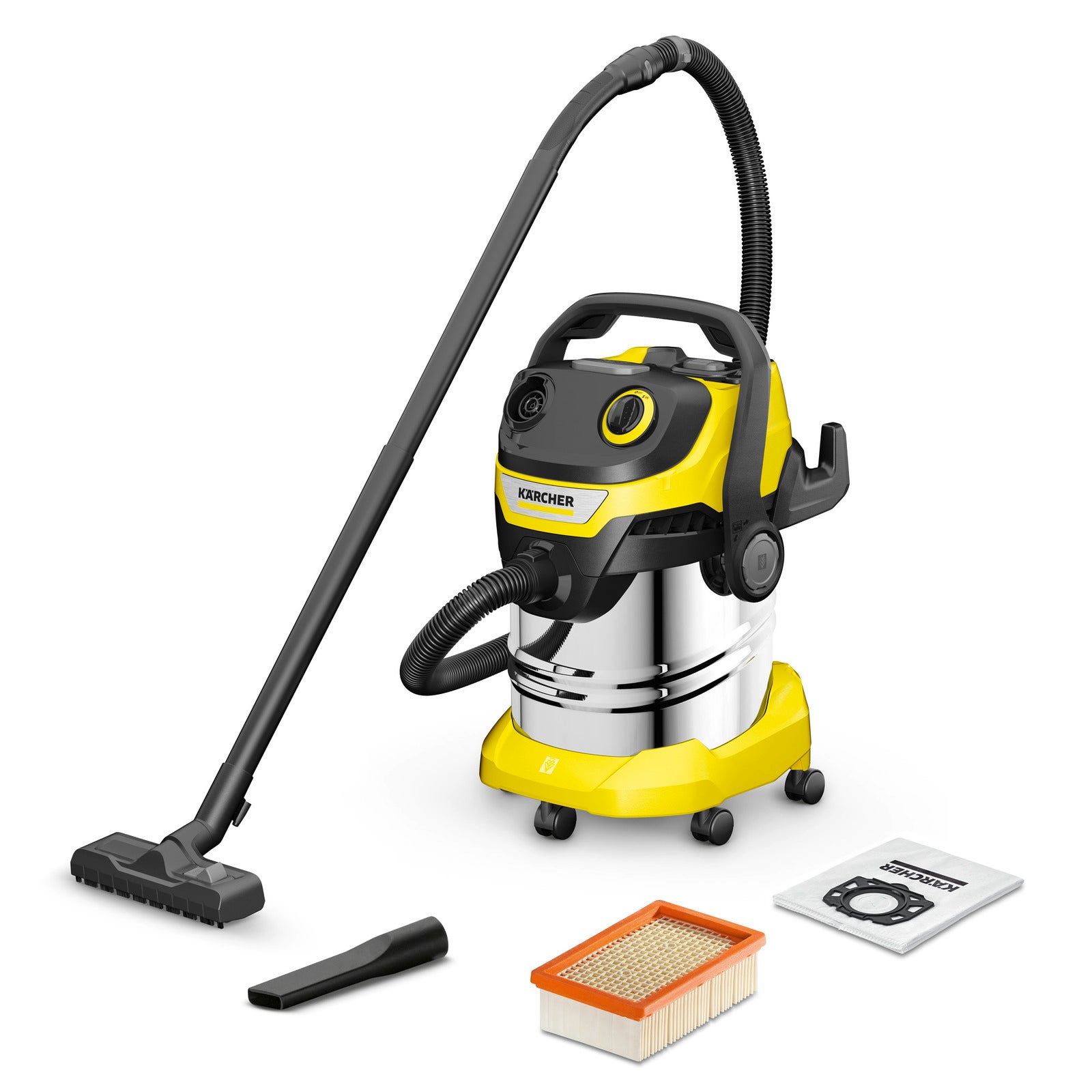 Karcher Kärcher Wd 5 S V-25/5/22 Acero Inoxidable, 25 L 1100 W Negro/Amarillo Acero Inoxidable, Leroy Merlin