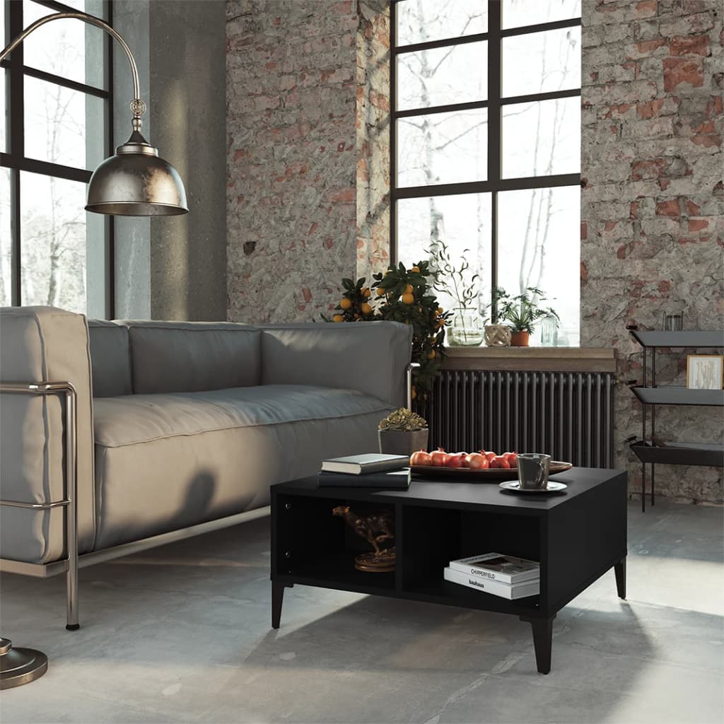 Stolik kawowy, czarny, 60x60x30 cm, materiał drewnopochodny