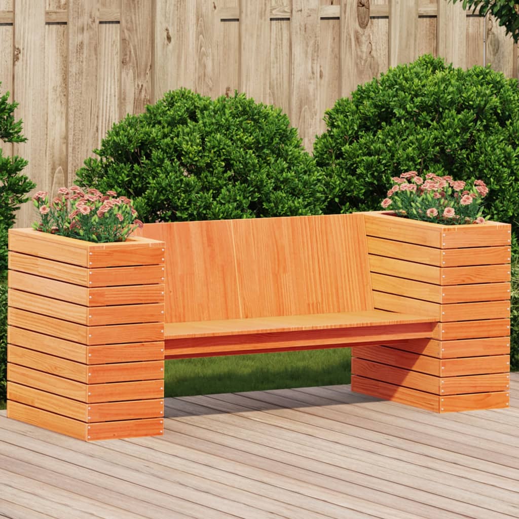VidaXL Banco con jardineras madera de pino marrón cera 167,5x60x65