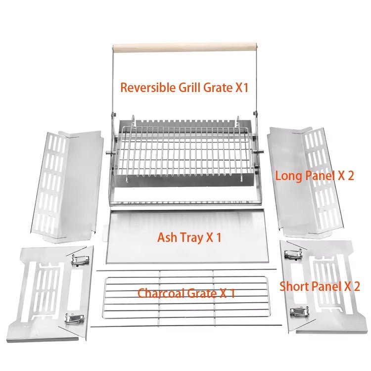 Barbecue charbon portable inox à rotation 360° démontable pour camping, pique-nique, jardin et réception extérieure - 5