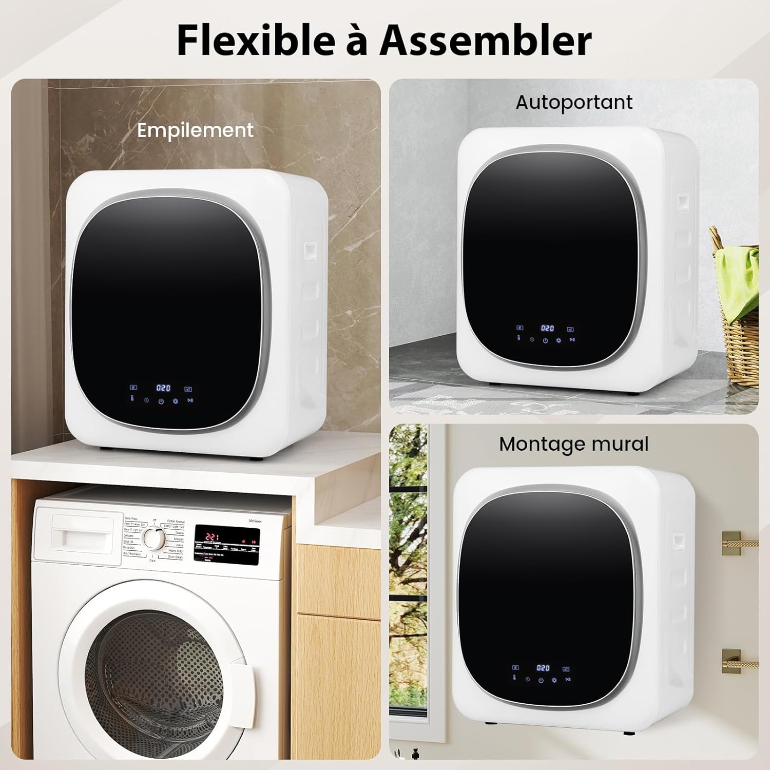 800W Asciugatrice Portatile, Asciugatrice Compatta con Cestello in Acciaio Inox 5kg, Panello a LED e Asciugatura Intelligente, Ideale per Casa - 9