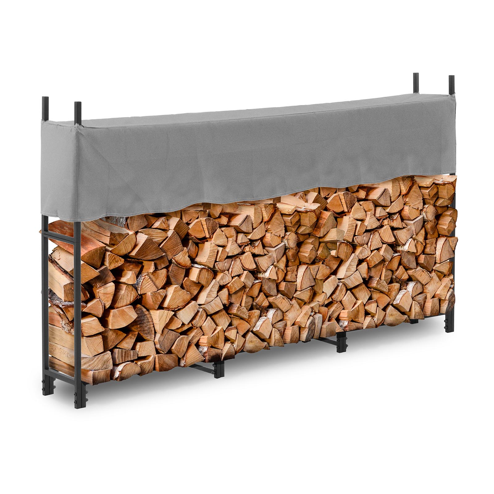 Porte-Bûches Extérieur 122,5x35,5 CM, Avec Housse En PVC Imperméable, Range-bûches Bois De Chauffage Hauteur 122 5cm Noir 91345824