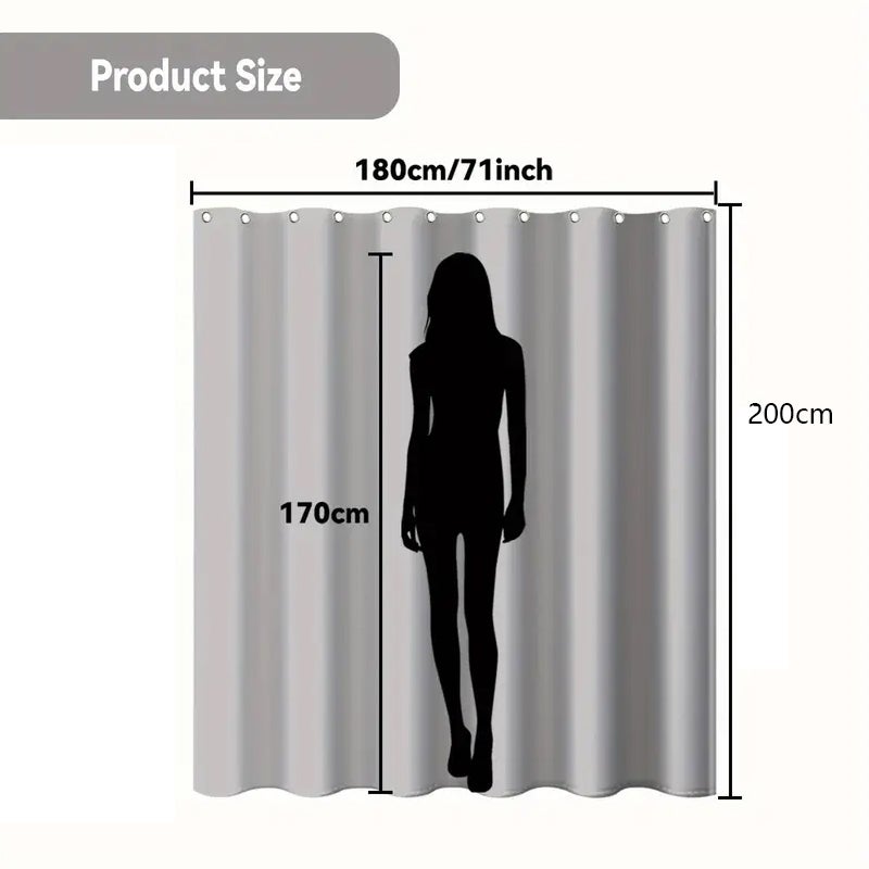 Tenda Da Doccia Impermeabile Nera, Dimensioni 240x180 Cm, Con 12 Ganci - Per Vasca Da Bagno, Tessuto Poliestere A Secco Rapido