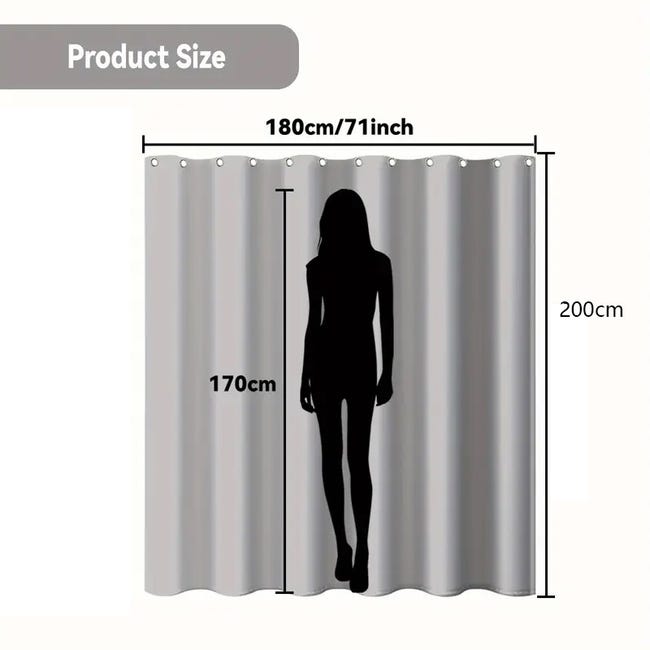 Tenda Da Doccia Impermeabile Nera, Dimensioni 240x180 Cm, Con 12 Ganci - Per Vasca Da Bagno, Tessuto Poliestere A Secco Rapido
