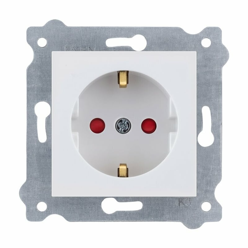 Gniazdo z uziemieniem Schuko 2+e i przesłonami torów prądowych Biały EXEN