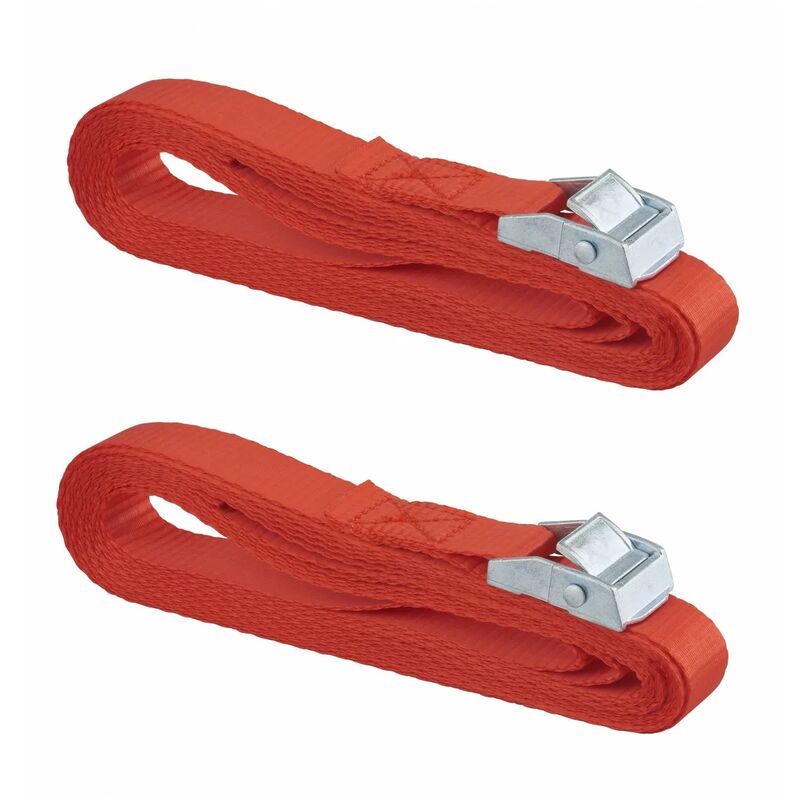 Master Lock 3126EURDAT – Lot 2 Sangles De Portage Avec Boucle & Poignées Mousse, 2,5 M + 5,5 M X 25 Mm, Rouge