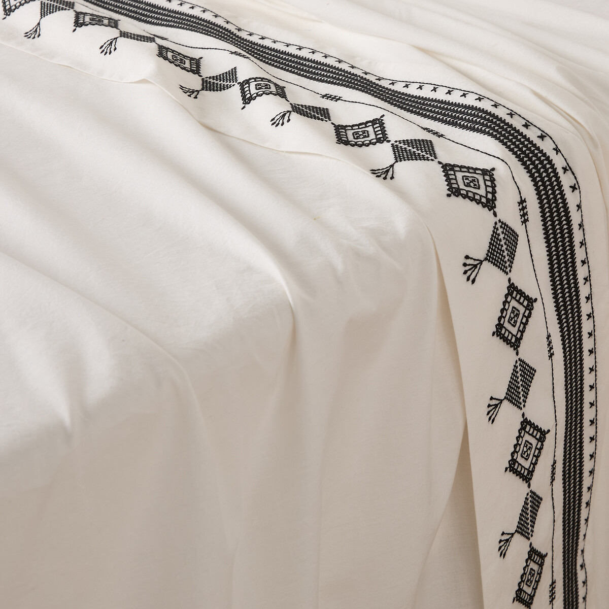 Drap plat en coton lavé, Ifrane - Blanc/noir - 180 x 290 cm - 4