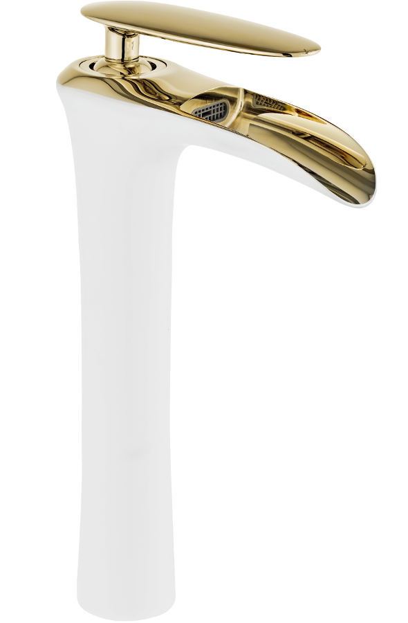 Mexen Lyra bateria umywalkowa wysoka, biała/złota - 745310-25