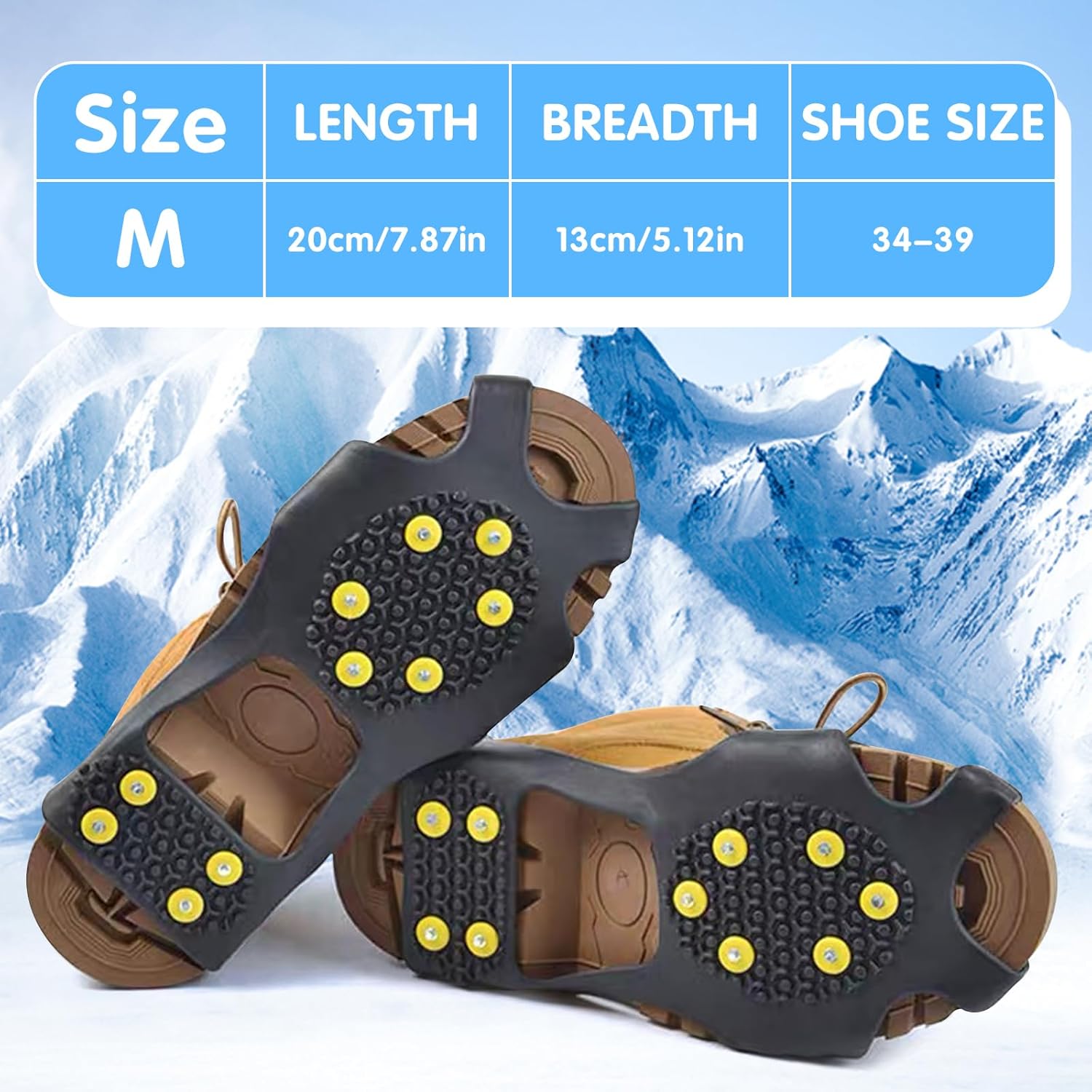 Cinghie Antiscivolo Invernali Per Scarpe | Ramponi Con 4 Punte | Regolabili Per Stivali E Sneaker - 4
