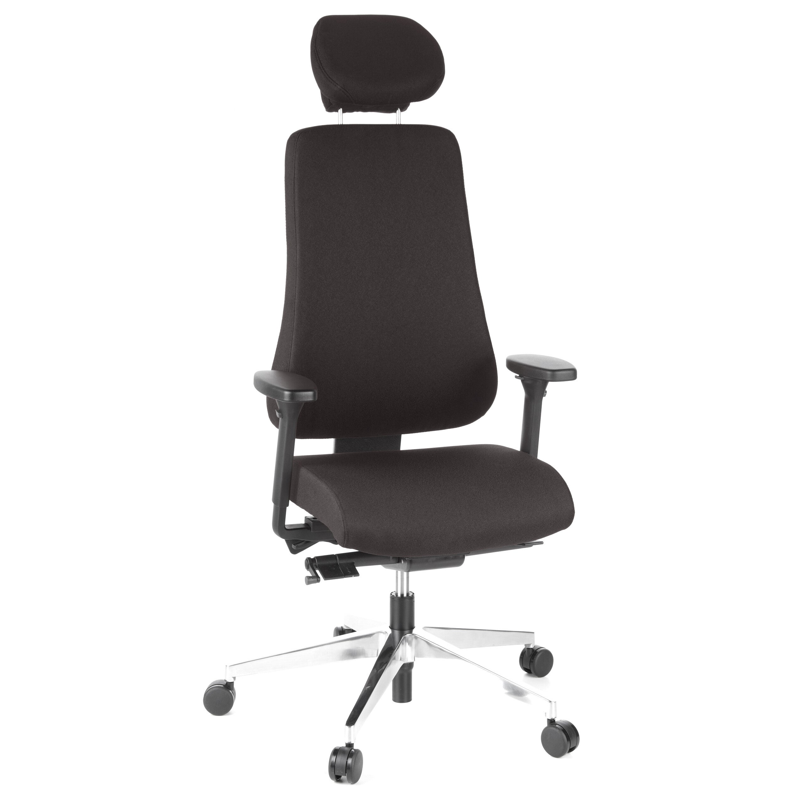 Krzesło biurowe / krzesło wykonawcze PRO-TEC 400 tkanina czarne aluminium polerowane hjh OFFICE