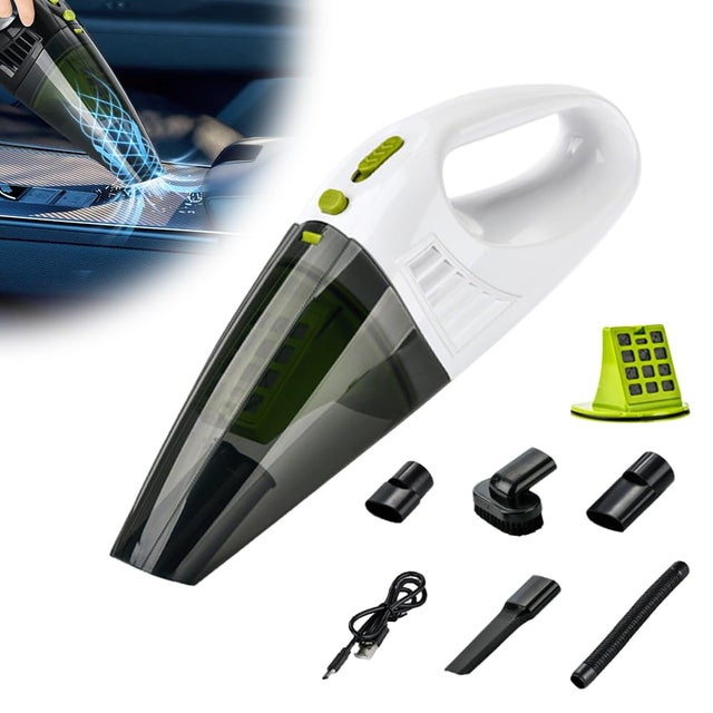 Aspirateur à Main 4500PA Aspirateur Voiture Puissant sans Fil 120W Rechargeable Portable Mini Aspirateur sans Fil 5 in 1 Aspirateur Main (Blanc)