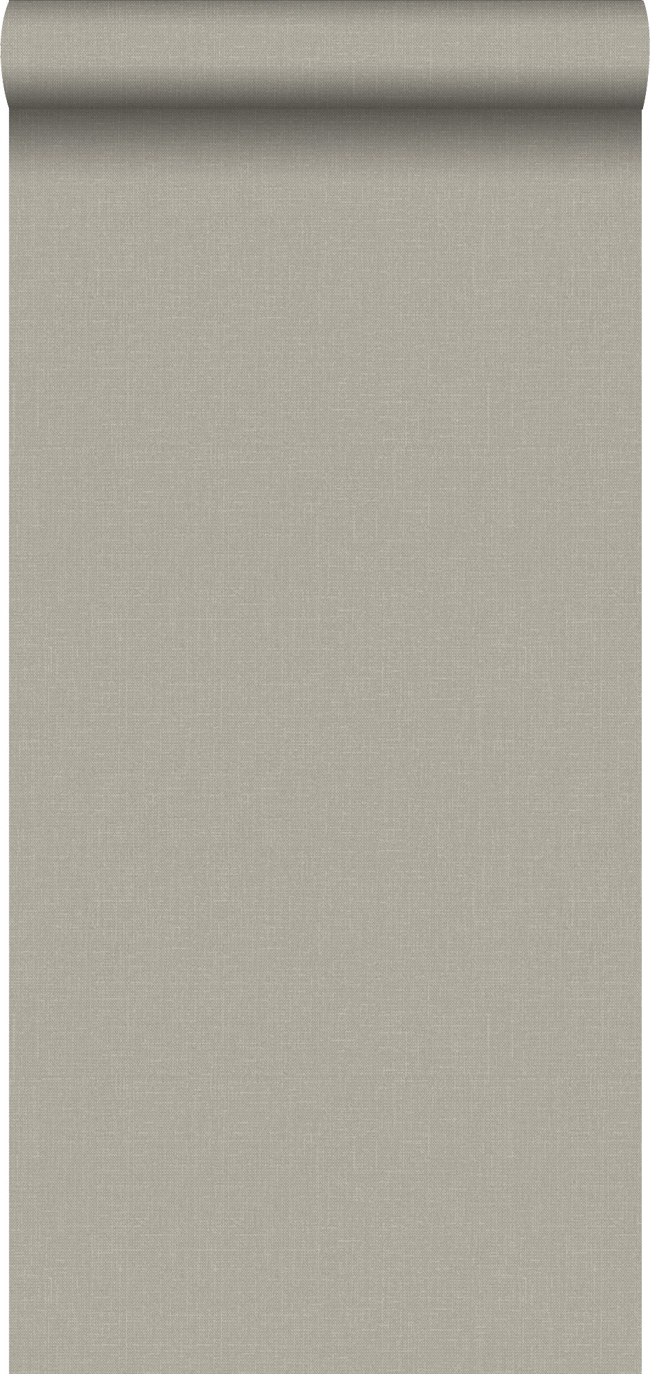 Papel pintado liso efecto lino gris pardo - 0,53 x 10,05 m - estahome