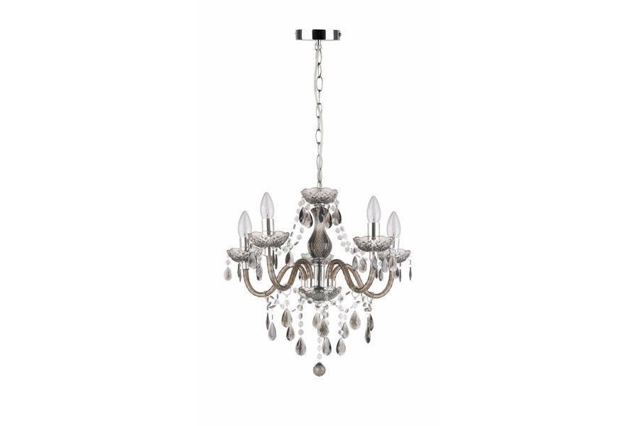 Lampa wisząca Marie chromowana czarna 5xE14x40W glamour wym: 140 x 48 x 48 cm akryl Reality