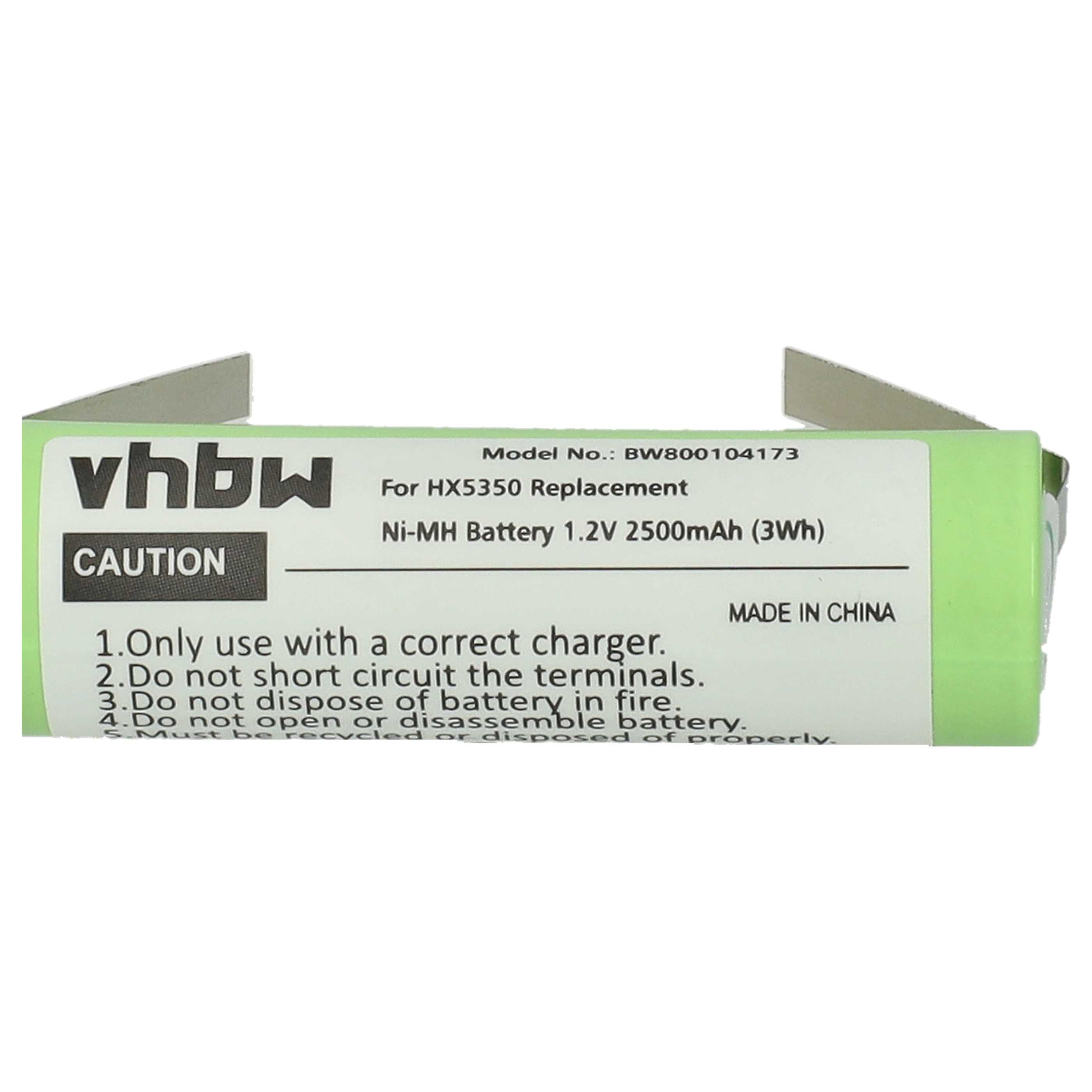 vhbw Batterie compatible avec Braun 3008, 3011, 3020, 3105, 3305, 3310, 3315, 3508, 3509 brosse à dents électrique (2500mAh, 1,2V, NiMH) - 4