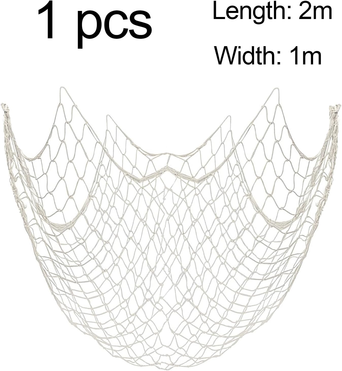 Rede de pesca decorativa para parede, estilo pirata, ideal para festas, casamentos, decoração de casa e fotografia. Dimensões: 1 x 2 m (branco-sujo). - 2