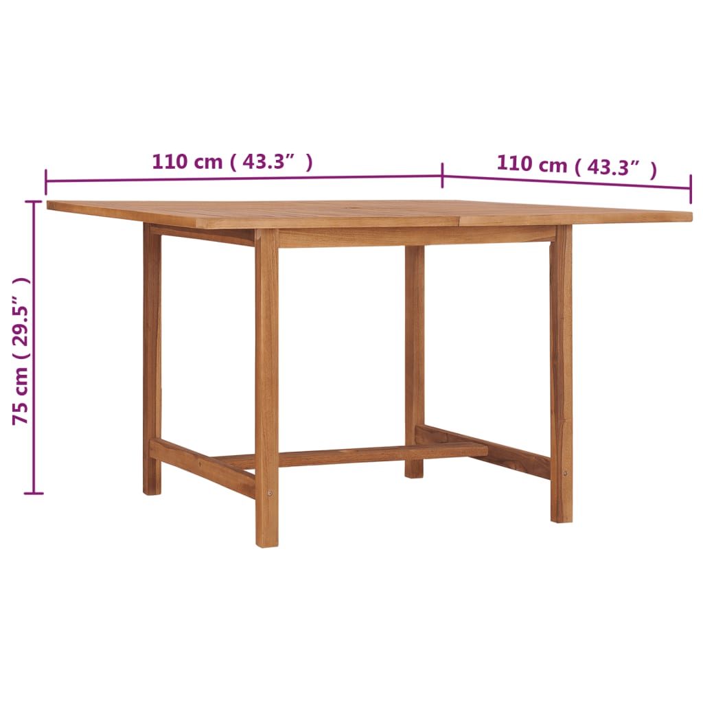 Table à manger de jardin rectangulaire en bois Marron 4 places - 7
