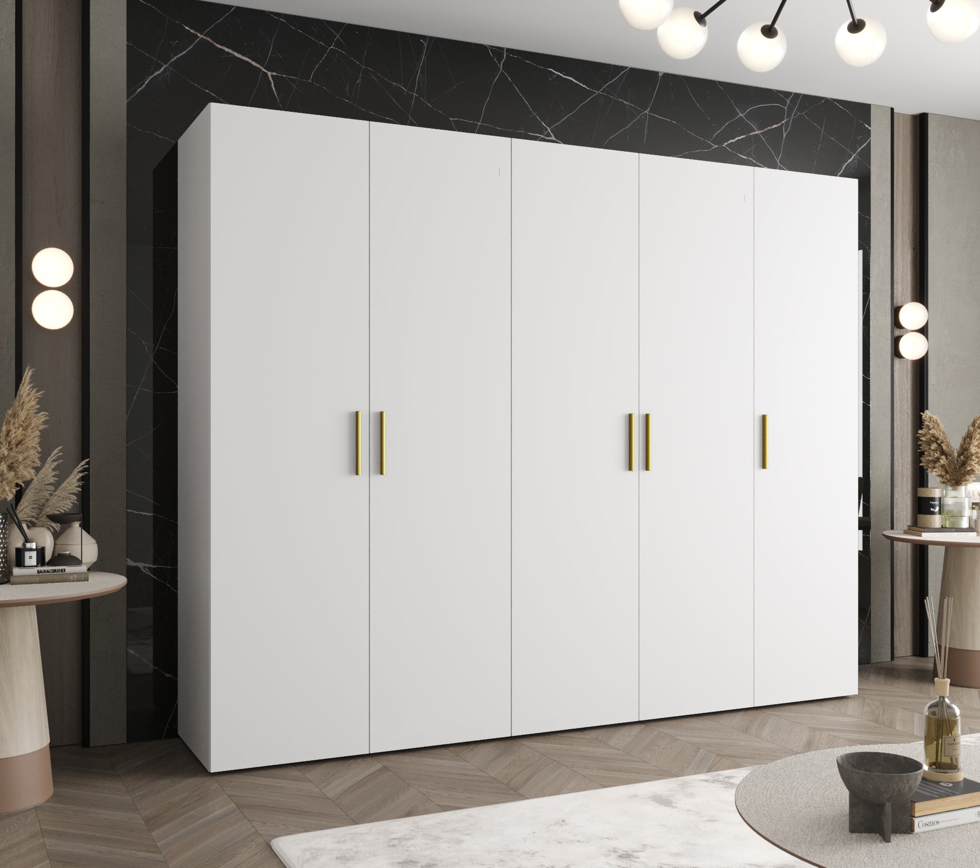 Szafa uchylna otwierana Bari 1 250 x 52 x 202 cm biały + u. złoty Abiks Meble - 2