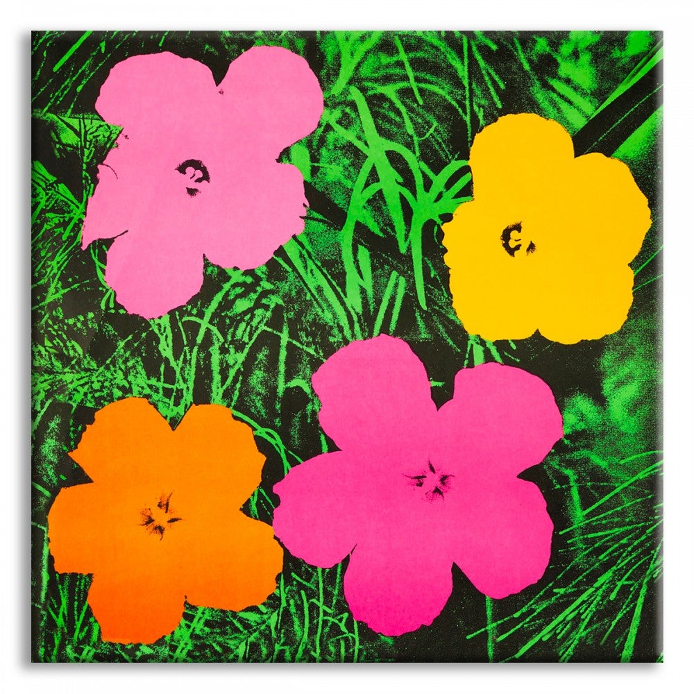 Kwiaty - Andy Warhol - wydruk na płótnie w drewnianej ramie, 100x100 cm