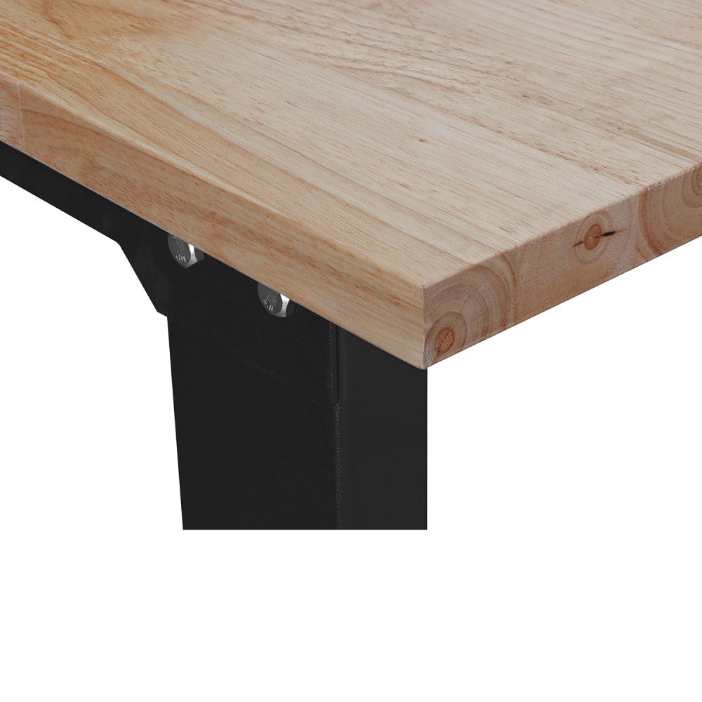 Etabli d'Atelier - Table de Travail Noir en Métal - Plateau bois - Dimensions 1600x600x880 ep 25mm - 2