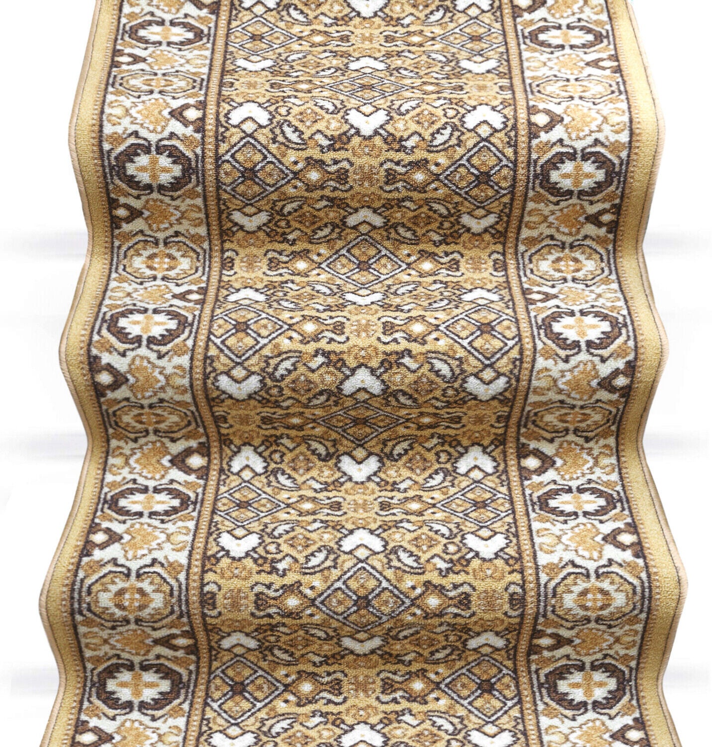 Camino de escalera 67x140 cm alfombra bordeado corredor entrada pasillo cocina peldaños estilo persa beige