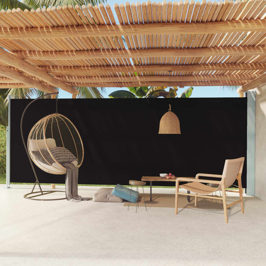 Toldo lateral | toldo exterior | toldo parasol retráctil de jardín negro 200x600 cm cfw548134