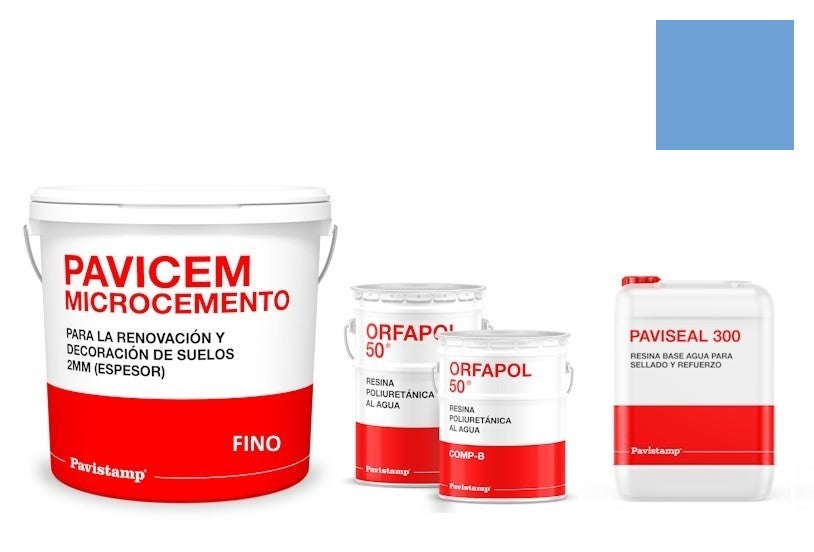 Microcemento Azul Kit Microcemento 15 m2 MONOCOMPONENTE para paredes de yeso o pladur ...