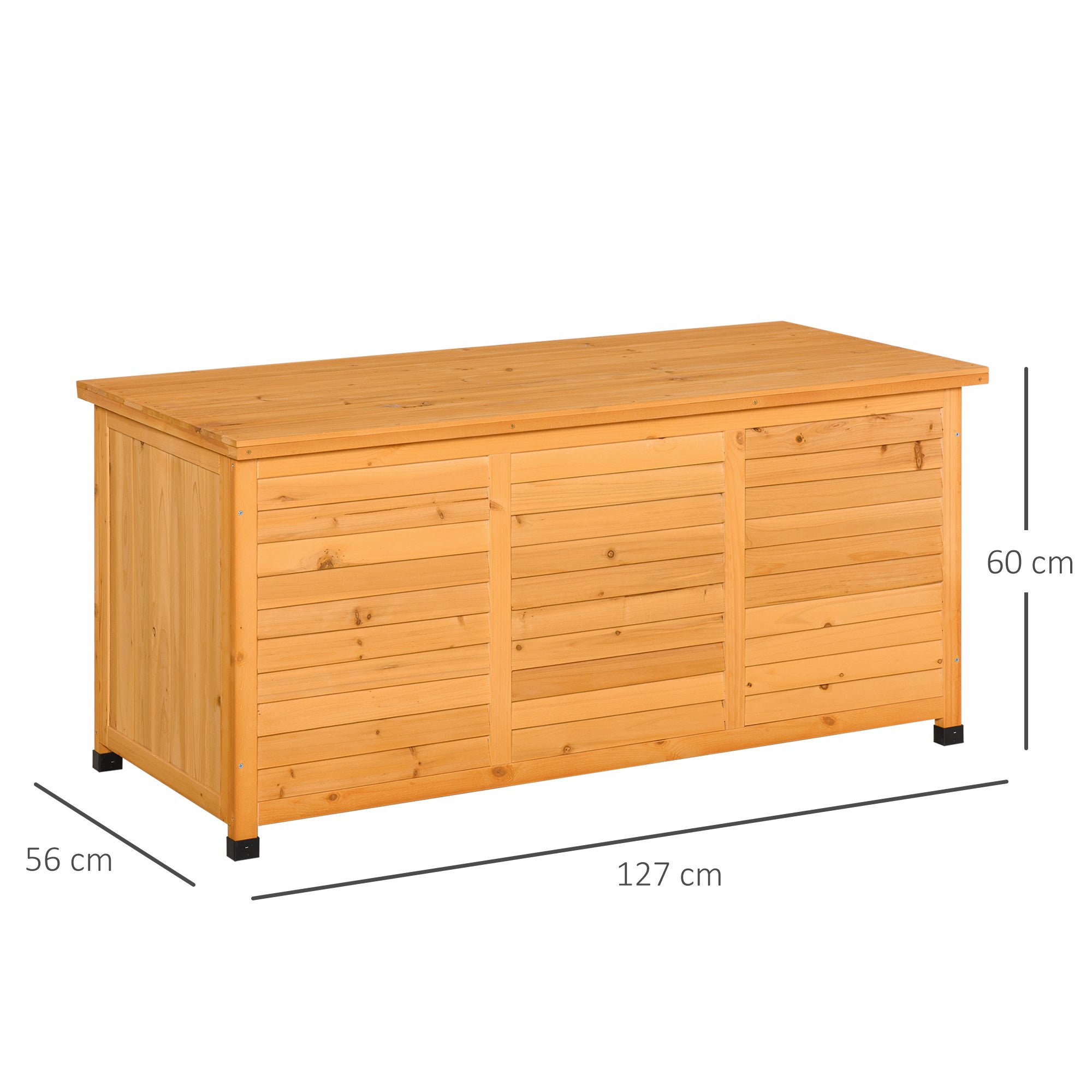 Baúl de Almacenaje Outsunny Madera de Abeto Madera Natural 127x56x60 cm 84B-458YL - 3