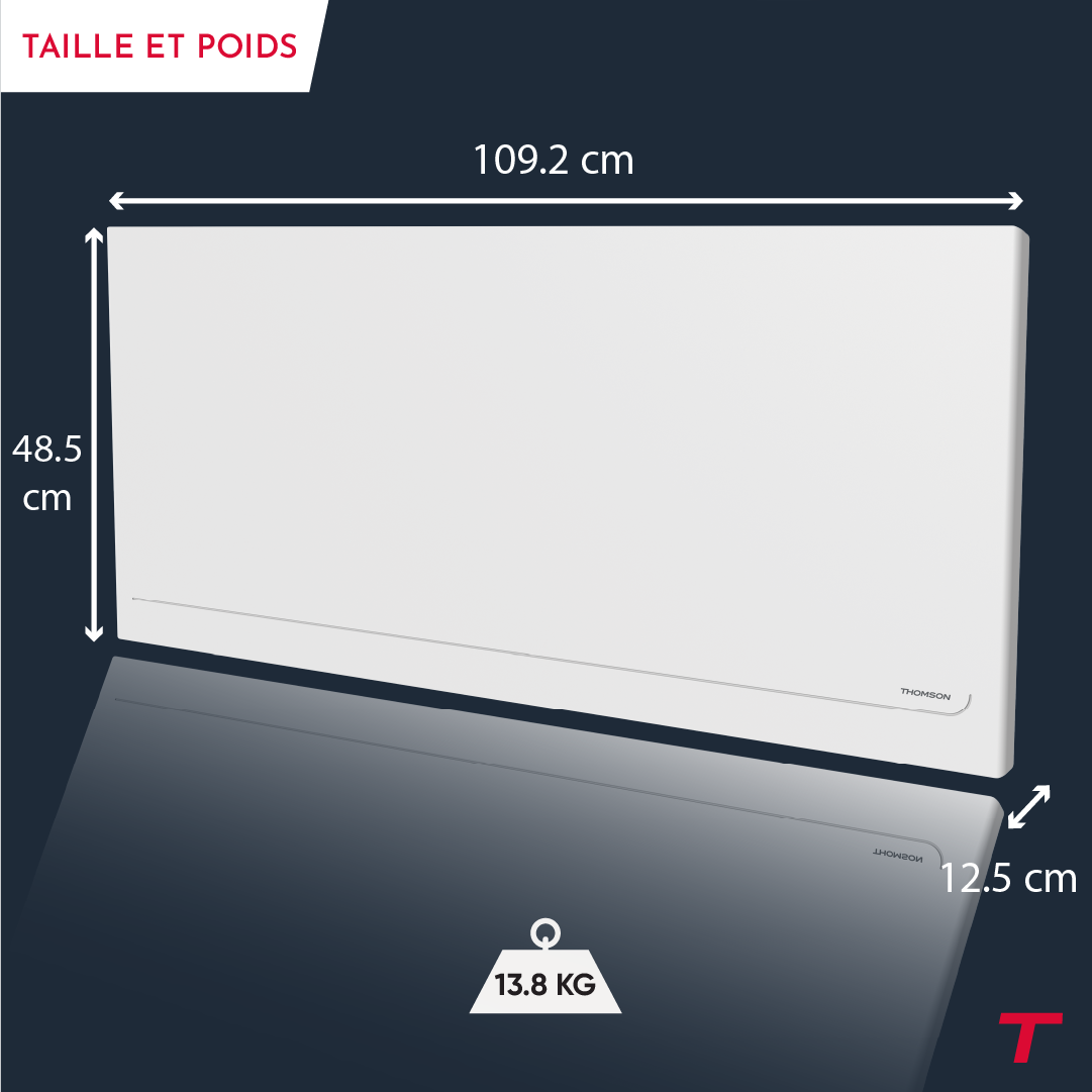Radiateur électrique fixe connecté WiFi à inertie sèche céramique avec thermostat interchangeable 2000W THOMSON MILLA horizontal blanc - 4