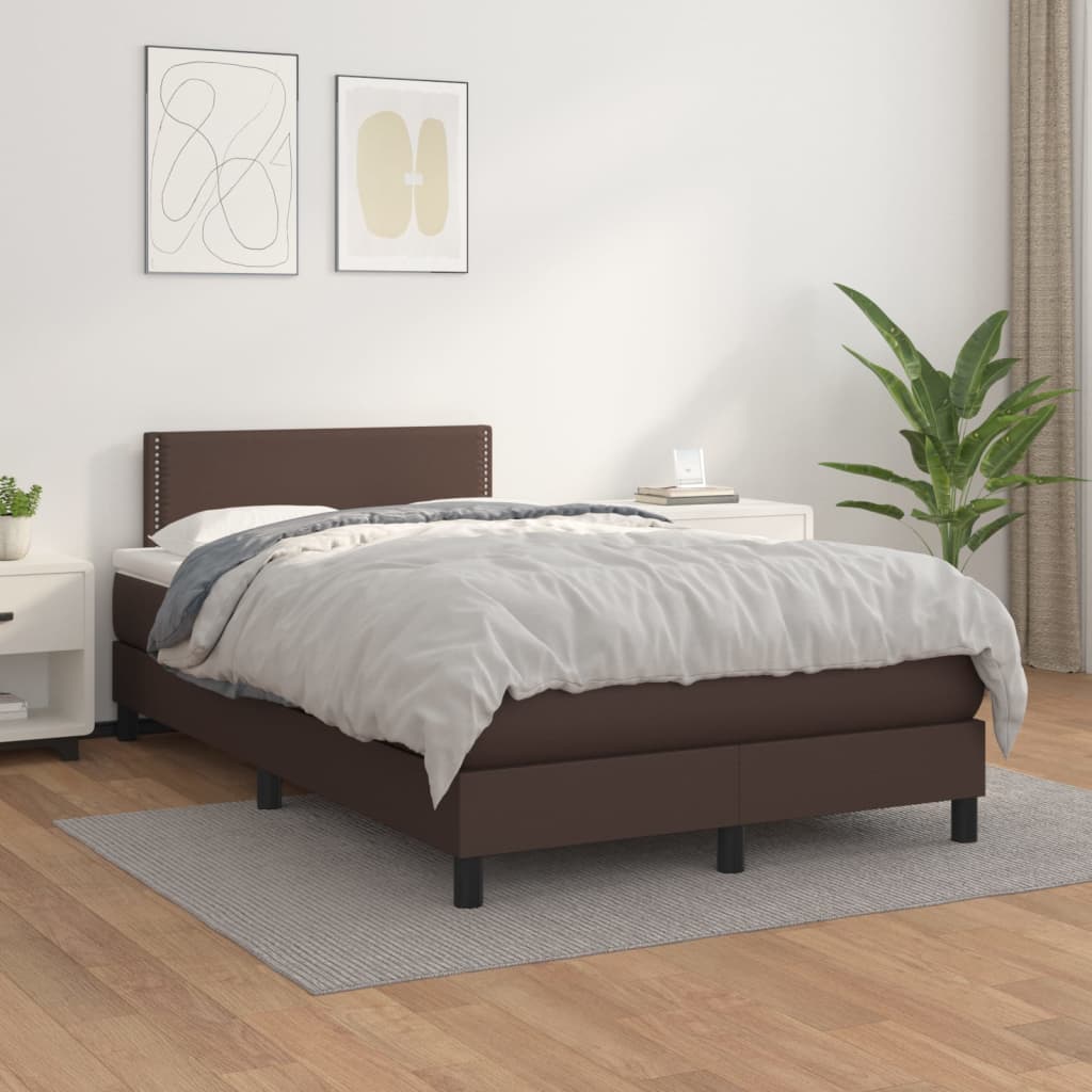 Lit à sommier tapissier avec matelas Crème 140x200 cm Tissu | Leroy Merlin