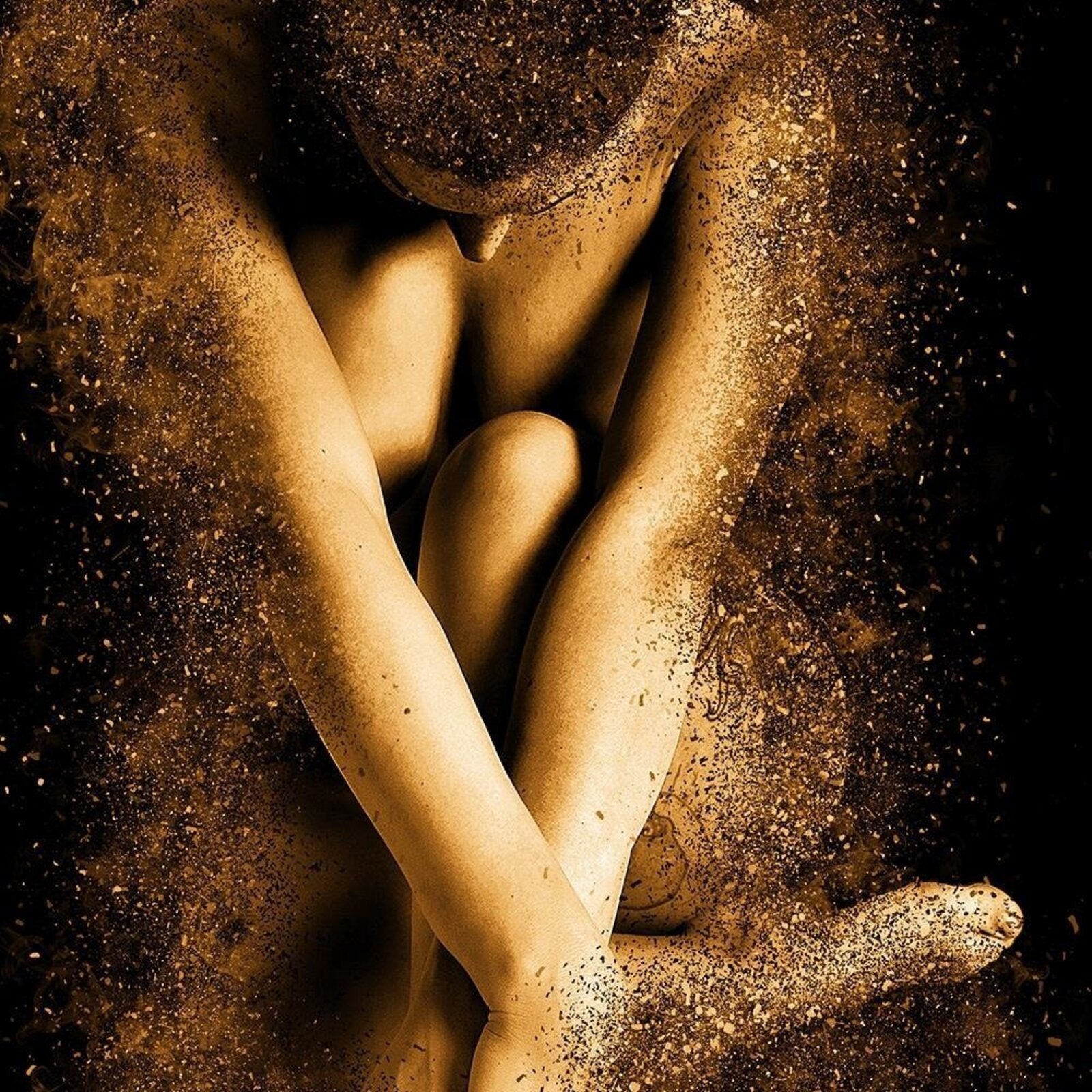 Tableau corps nu de femme en poudre d'or - 40 x 60 cm - 4