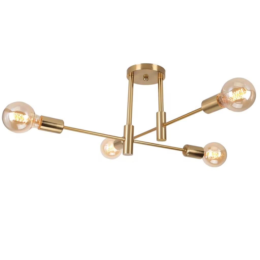 Lampadario Sputnik, lampada a sospensione nordica moderna di metà secolo, lampada da soffitto a 4 luci, rame (lampadina non inclusa) - 3