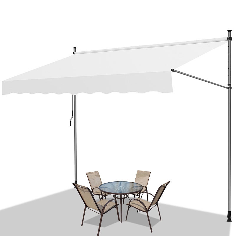Markiza balkonowa mleczno-biała, 350x120 cm, regulowana, odporność UV, na taras