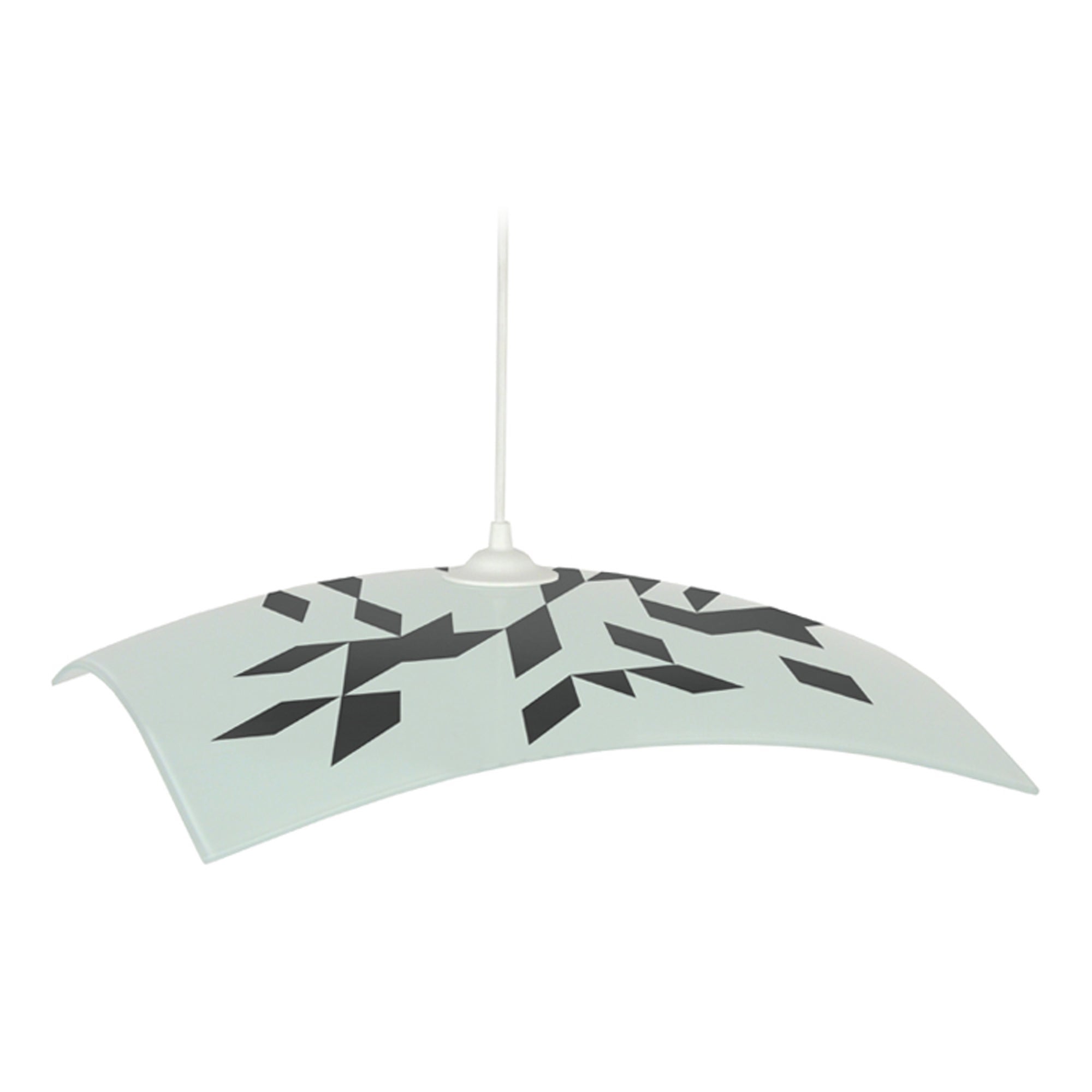 Suspensión tosel ikat carres metal cuadrado negro pantalla de lámpara el plastico blanco, blanca d40 x h70 cm